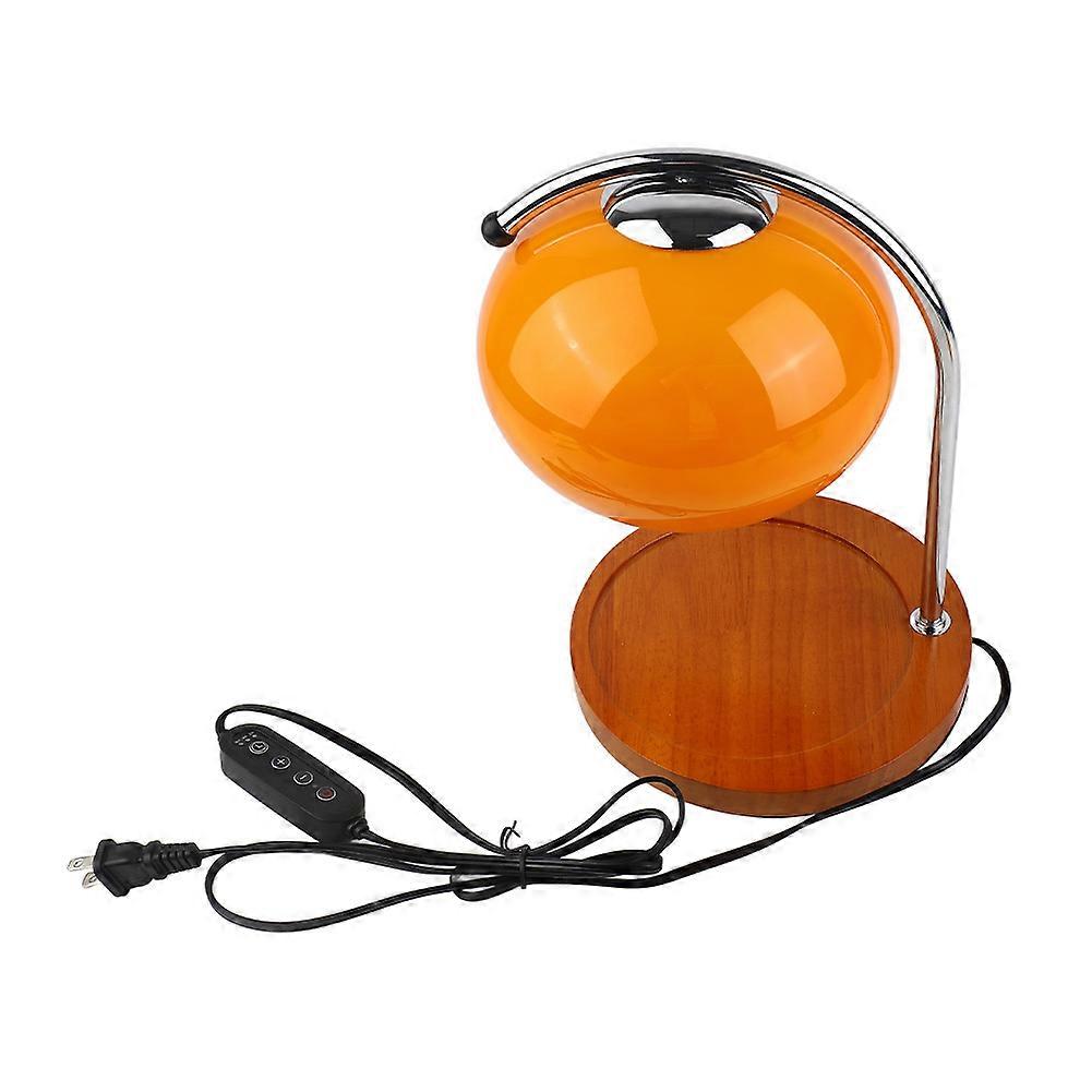 Wooden Candle Warmer, Iron Holder, Glass Shade, Retro Decorative Candle Melting Lamp with Timer, Orange US Plug