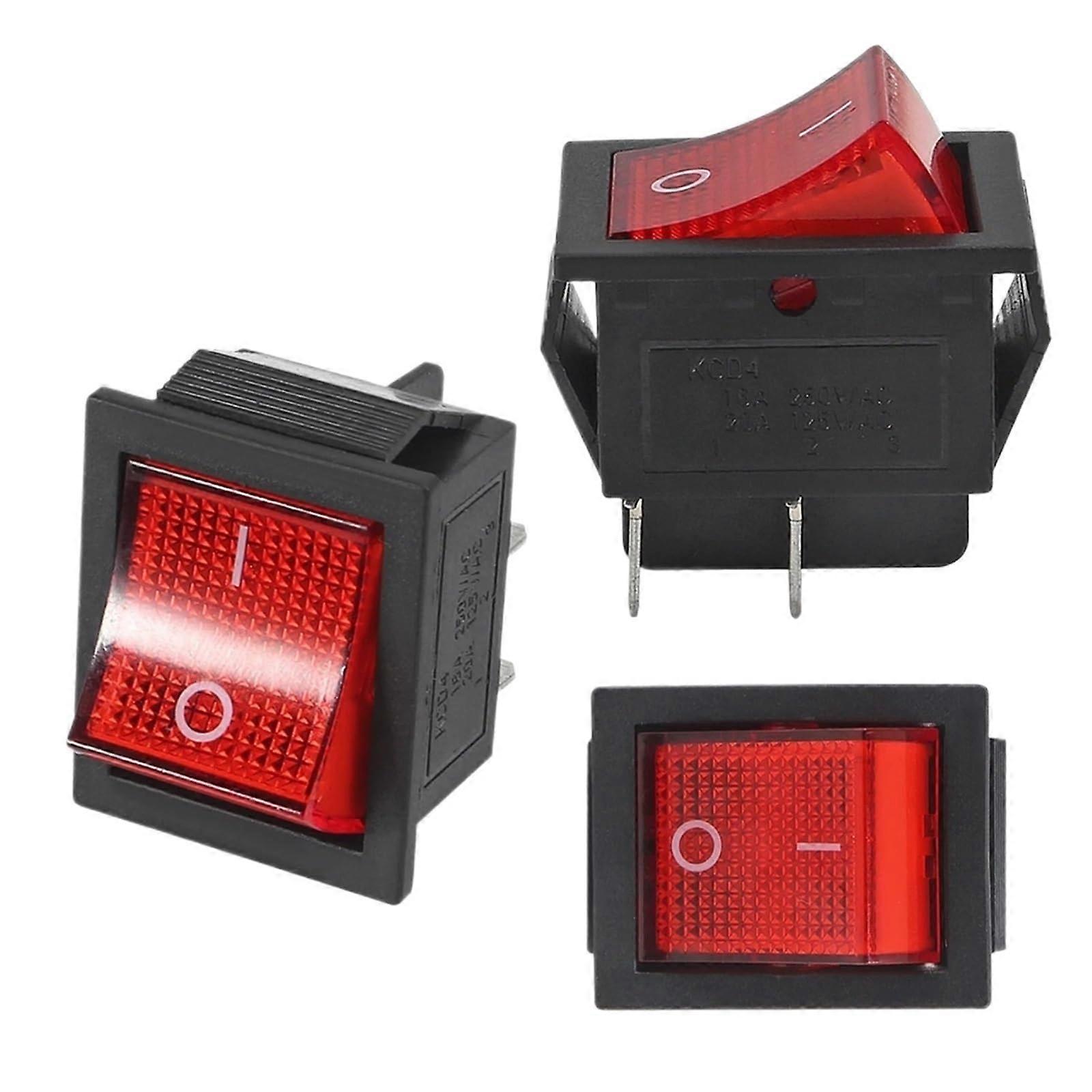 10Pcs Square Rocker Toggle Switch ON/0FF 2Position 4Pin for Auto Boat AC 250V/16A AC 125/20A with LED Light DPST KCD2201(10pcs Mix)