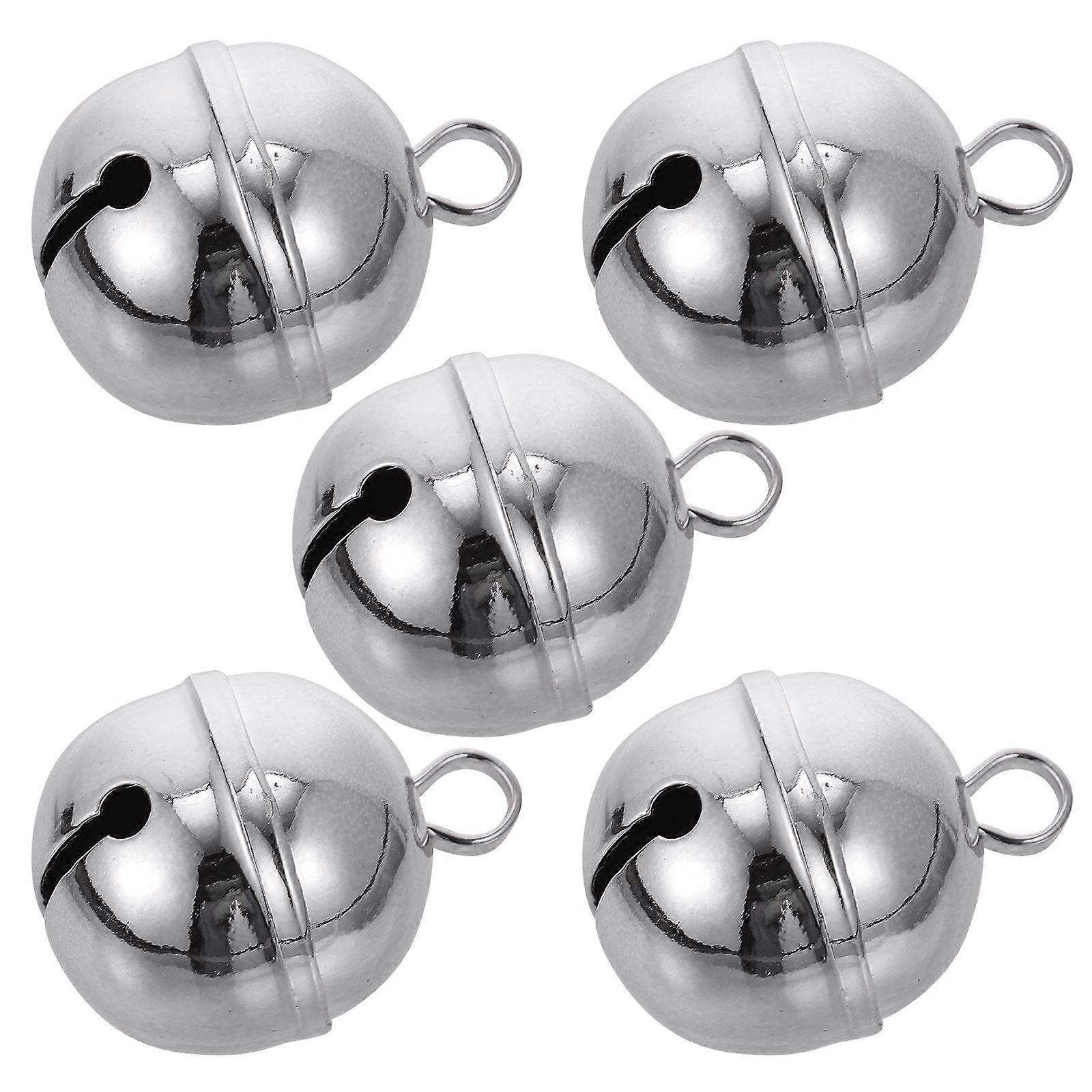 Copper Christmas Tree Hanging Bell Decorations for Festive Home Decor 5 Pieces Silver Color