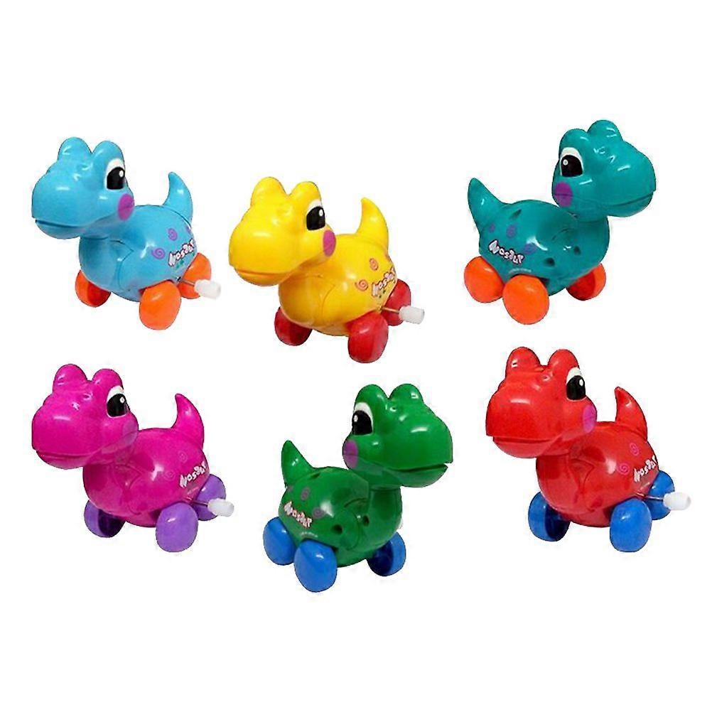 6pcs Wind-up Dinosaur Toy Cartoon Funny Plastic Clockwork Dinosaur Toy for Kids Children (Random Color)