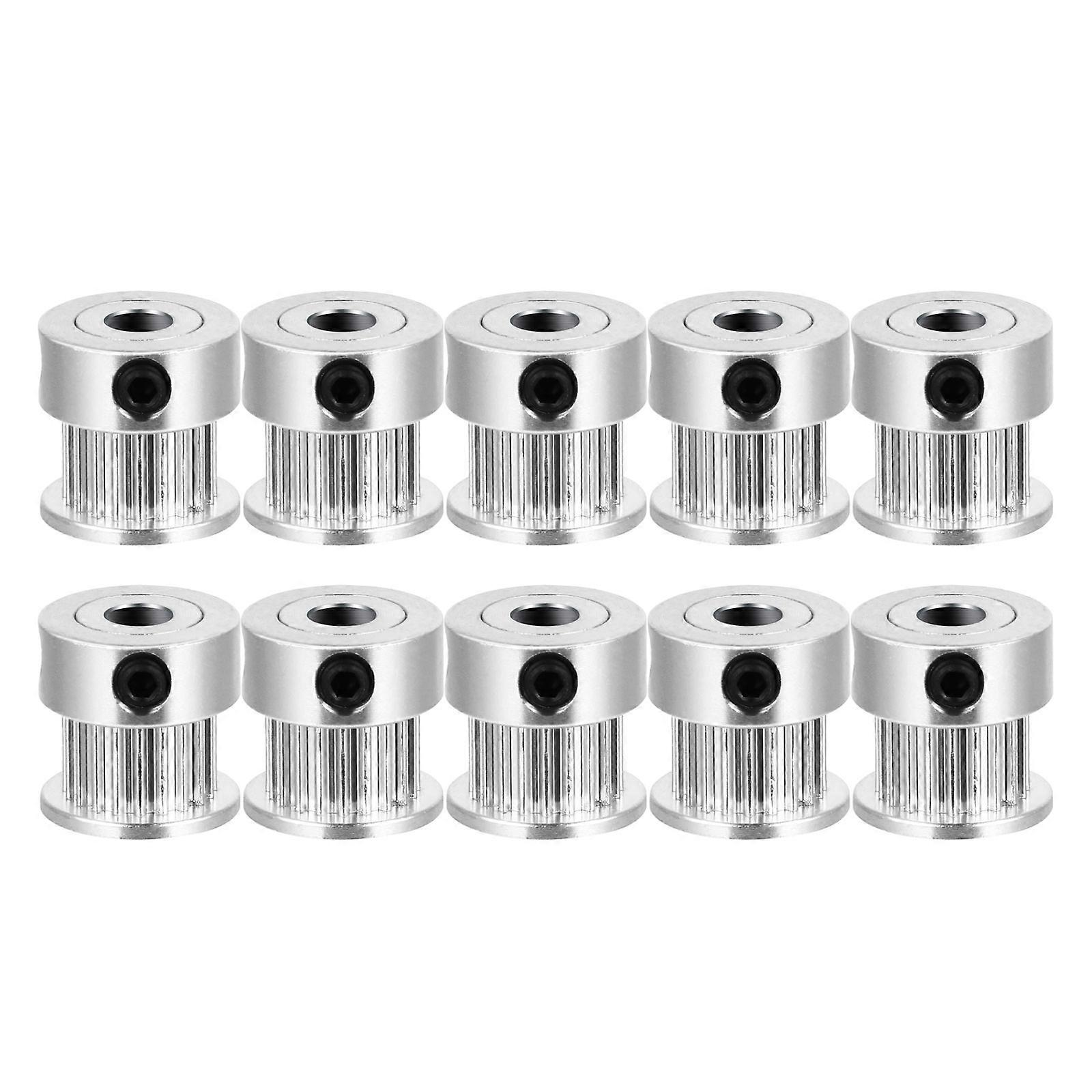 Synchronous Pulley Synchronous Wheel Set Smooth Transmission Milling Machine 1.6X1.6CM Silver Aluminum 10Pcs