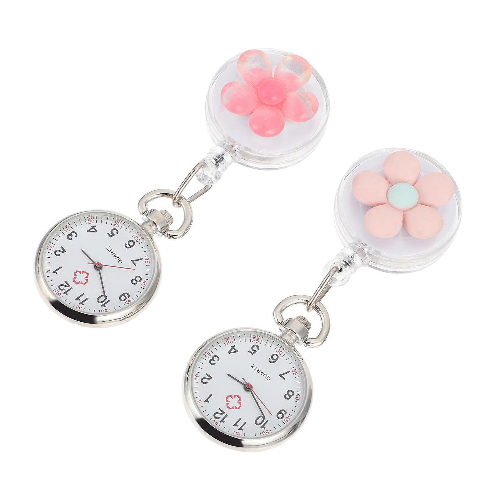 Nurse Watch with Clip Made of Zinc Quartz Movement Assorted Color Portable 2Pcs