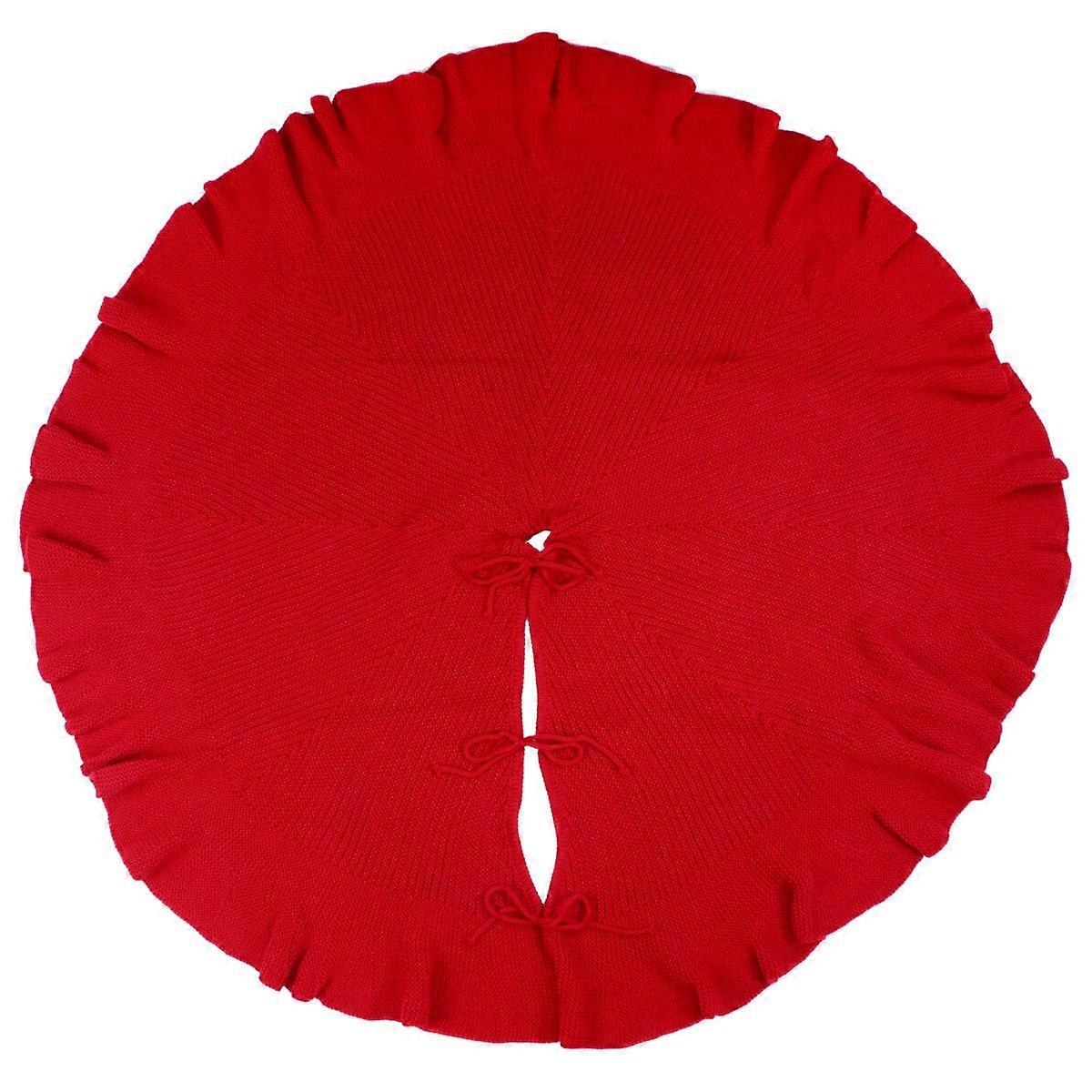 Under Tree Mat Large Tree Skirts Christmas Celebration Families Red 122X122X0.4CM Polyester 1Pack