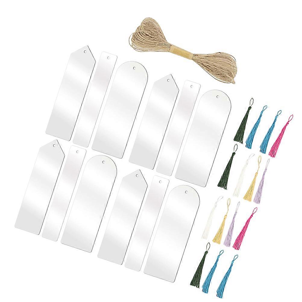 Transparent Acrylic Bookmarks for Decor 1Set Blank Bookmark with Tassel