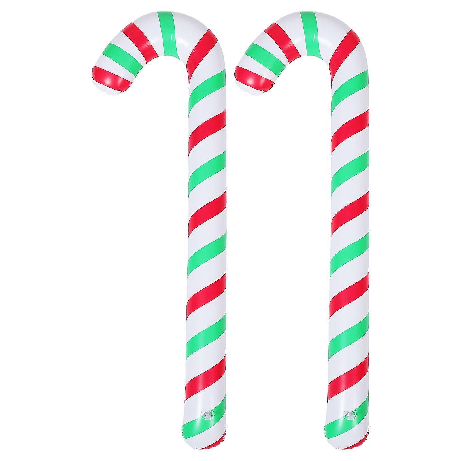 Giant Christmas Inflatable Candy Cane Set Festive Atmosphere Red and Green Mixed Colors 88.00X27.00X7.50CM 2Pcs
