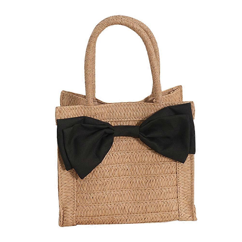 Lightweight Woven Tote Bag with Bowknot Design for Summer Outings and Durable Essential Storage