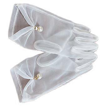 Bridal Gloves Wedding Dress Gloves for Women White Gauze Design