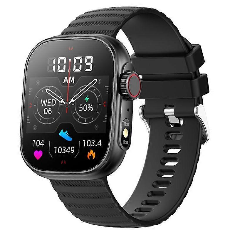 Smart watch, 2.01-inch high-definition large screen, 24-hour heart rate detection, Black