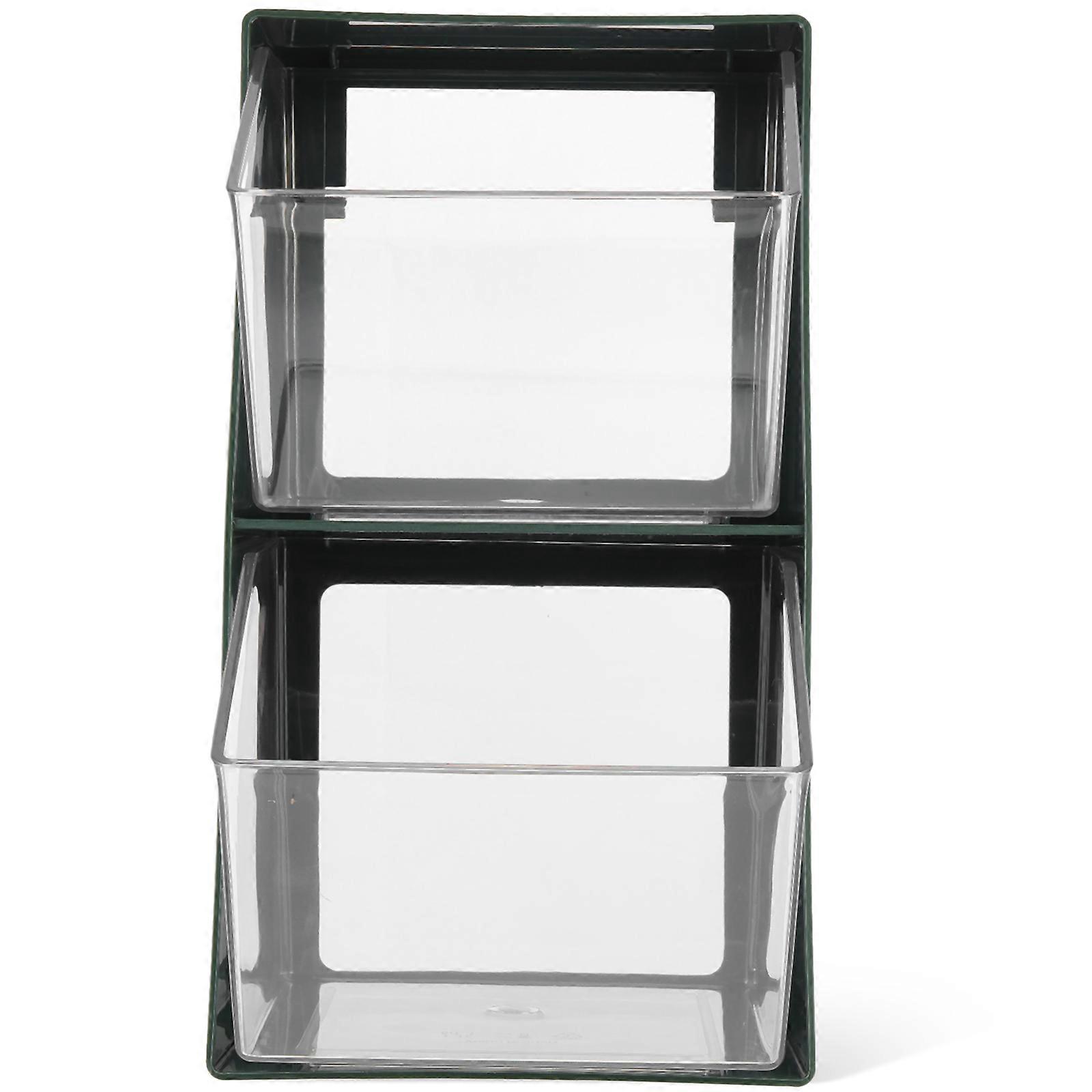 Tea Bag Shelf Multi-Layer U-Shaped Opening For Miscellaneous Items Green 13X12.5X25Cm 1Set