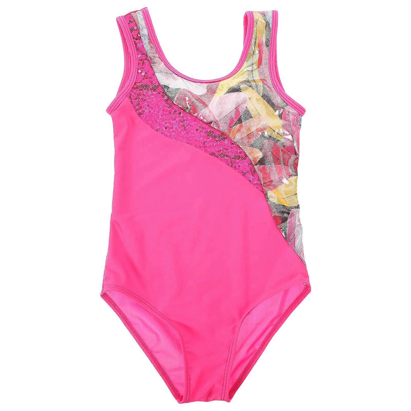 Supple Gymnastics Leotards Gymnastics Leotard Training Assistance Sleeveless Rosy Polyester 1Pcs