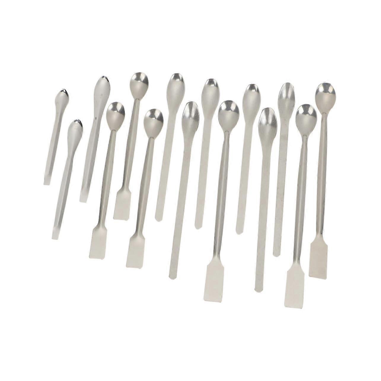 Pack of 15 Sample Spoons Measuring Laboratory Spatula Reagent Stainless Steel Sampling Silver