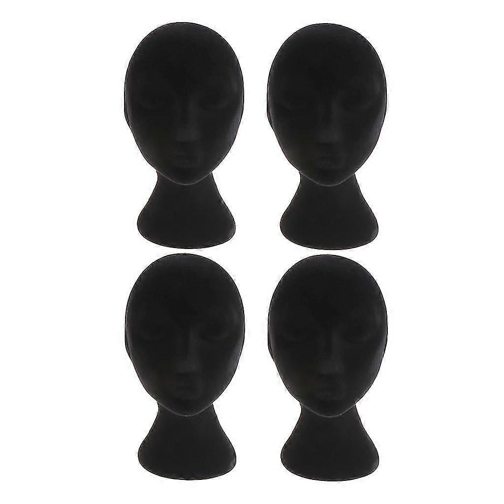 4x femeie spumă manechin manikin cap model peruci ochelari display stand negru