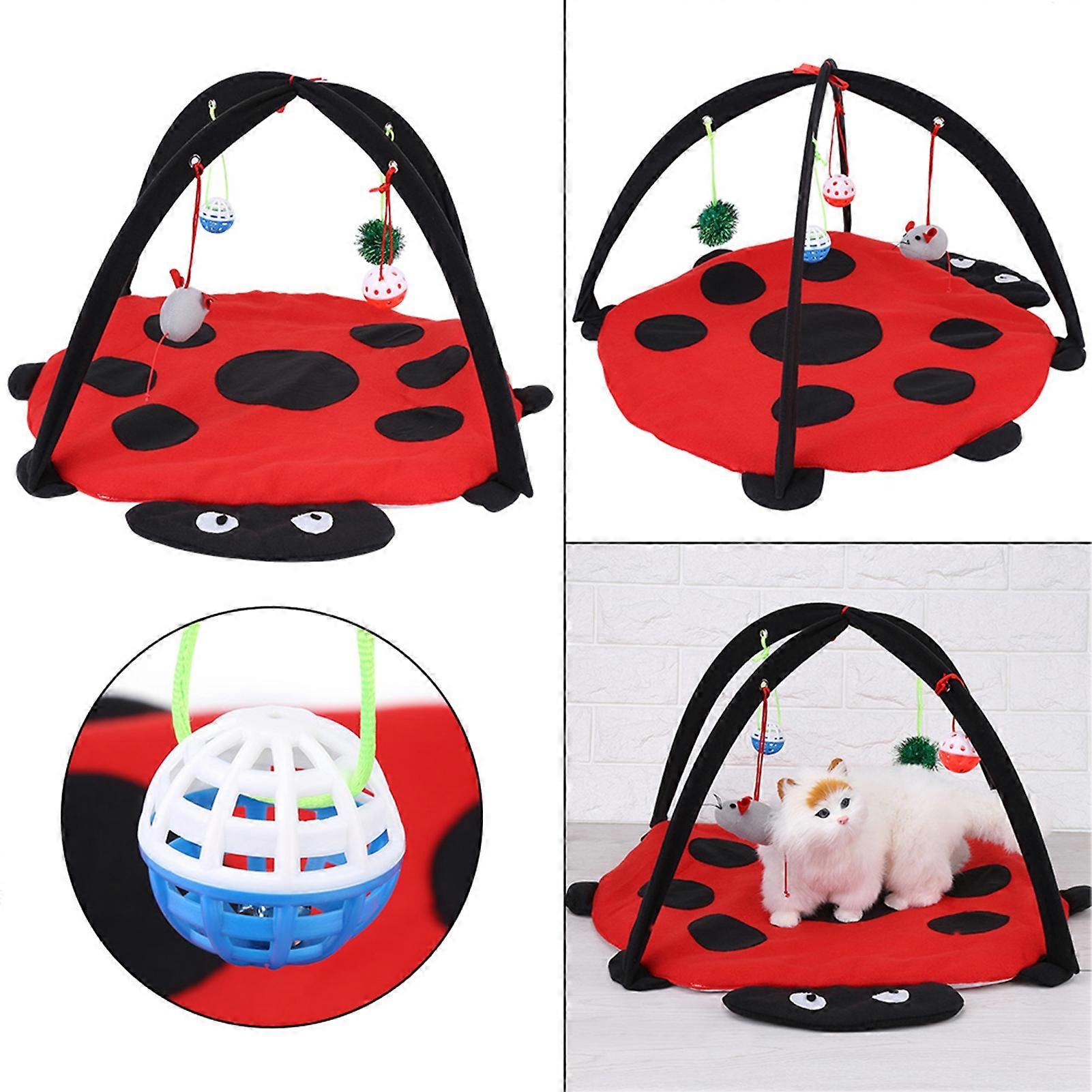 Foldable Cat Activity Mat, Multifunctional Tent, Pet Bed with Hanging Balls