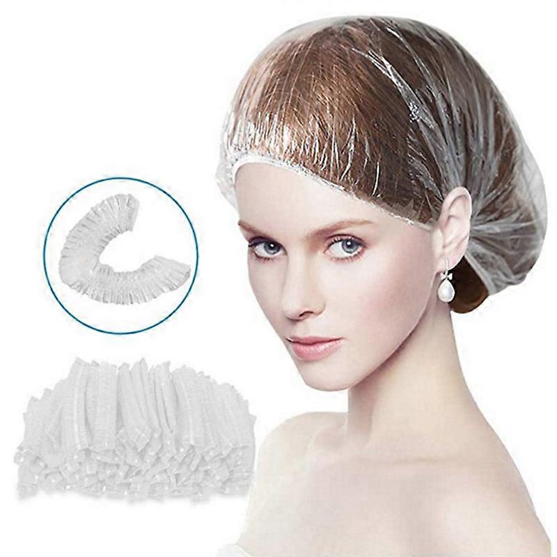 Disposable Shower Cap Waterproof Transparent Plastic Shower Cap - 100 pcs