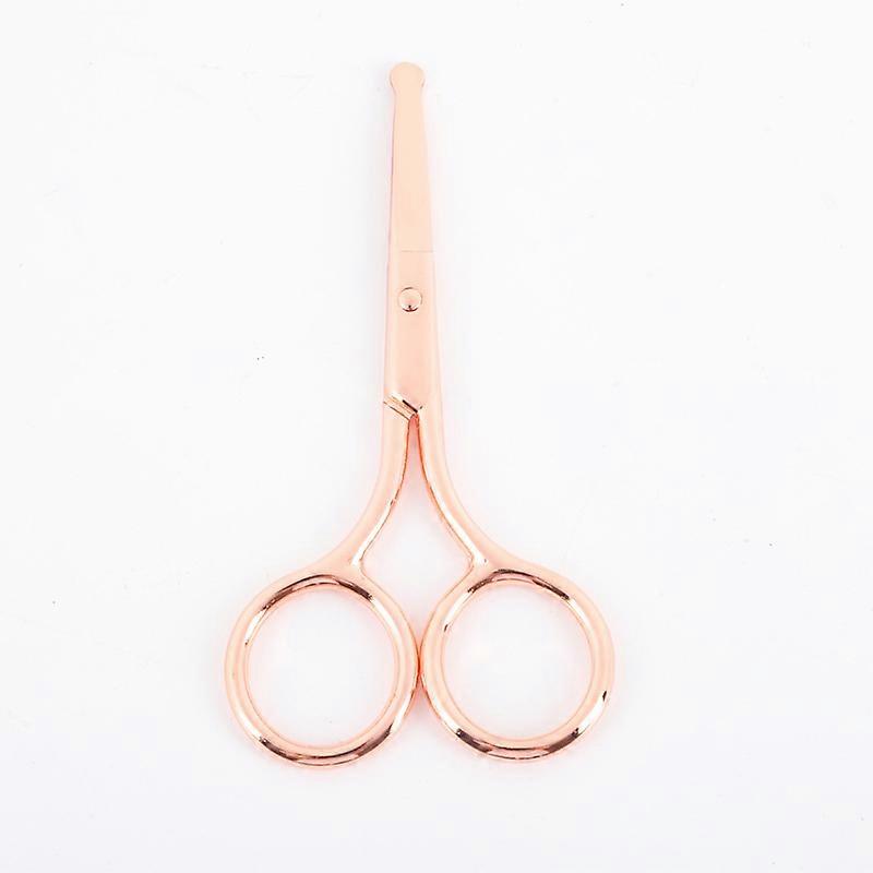 مقص شعر الأنف الذهبي الوردي ، مقص أذن 10 سم ، مقص طرف دائري من الفولاذ المقاوم للصدأ ، لشعر الأنف والأذنين والشارب