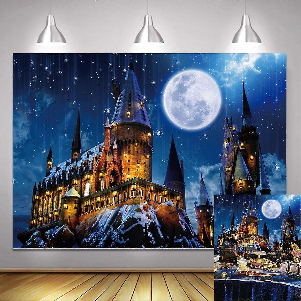 Halloween Background, Magic Castle, Wizard, School, Night, Moon, Ch