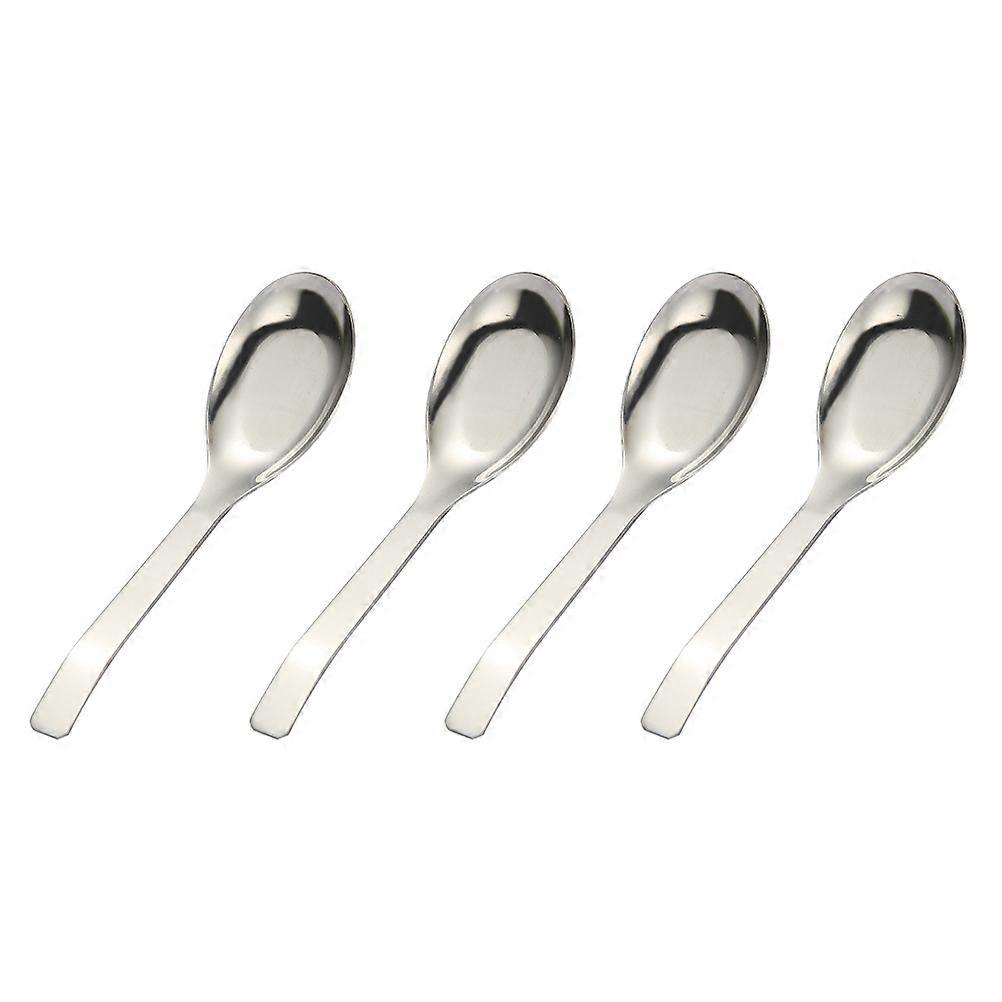 4pcs Stainless Steel Flat Bottom Soup Spoons   Smooth Surface, Ergonomic Handle, Ideal for Chinese Cooking and Tableware