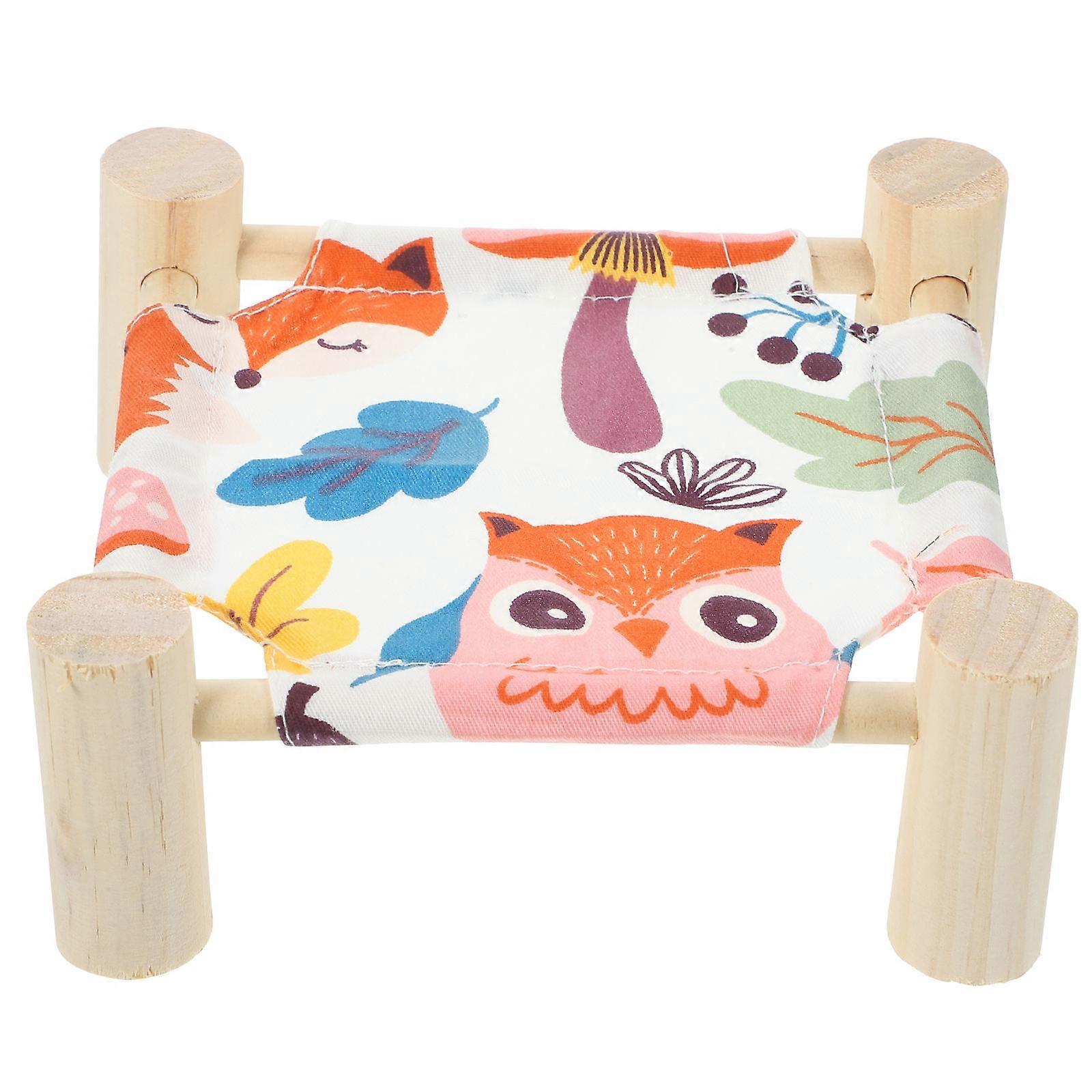 Elevated Design Rabbit Hammock Hideout Design Indoor Pet Use Wood Material 12.90X12.90X5.00CM 1 Set