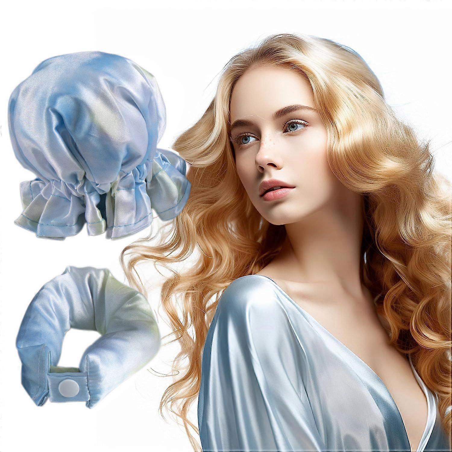 Heatless curling iron silk curling band curling iron lazy curling iron tie dye blue