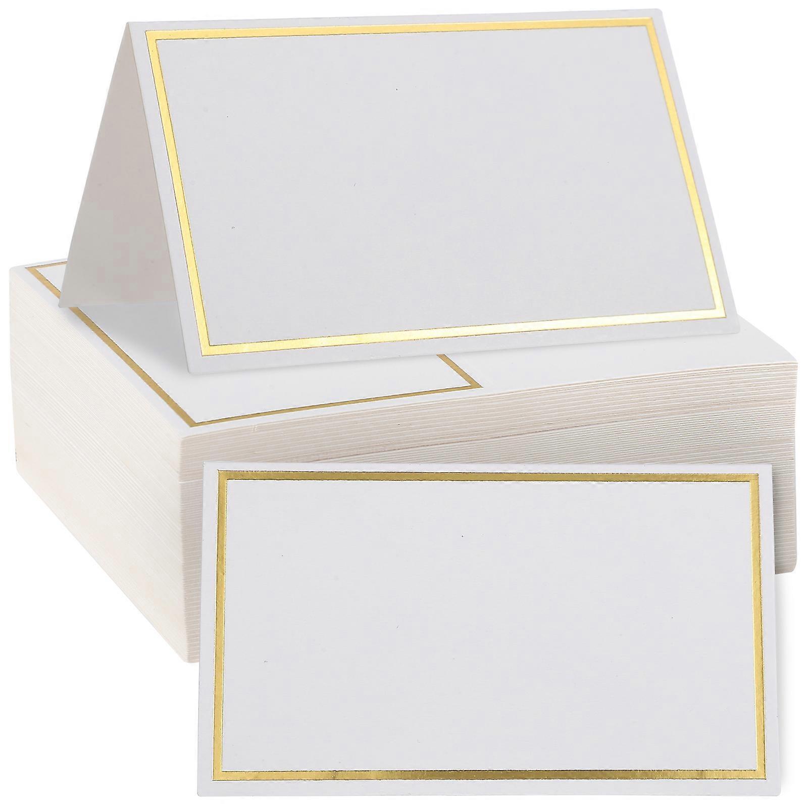Elegant Gold Foil Reserved Table Signs – 100pcs Blank Place Cards for Weddings & Events – Compact & Convenient for Guest Name Distinction
