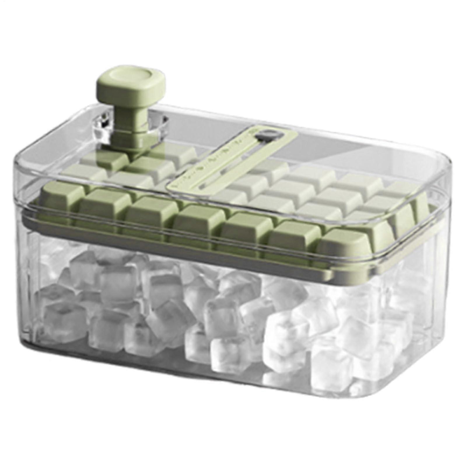 Squeeze Ice Tray Reusable Square Ice Maker with Lid, Flexible Moulds, Green