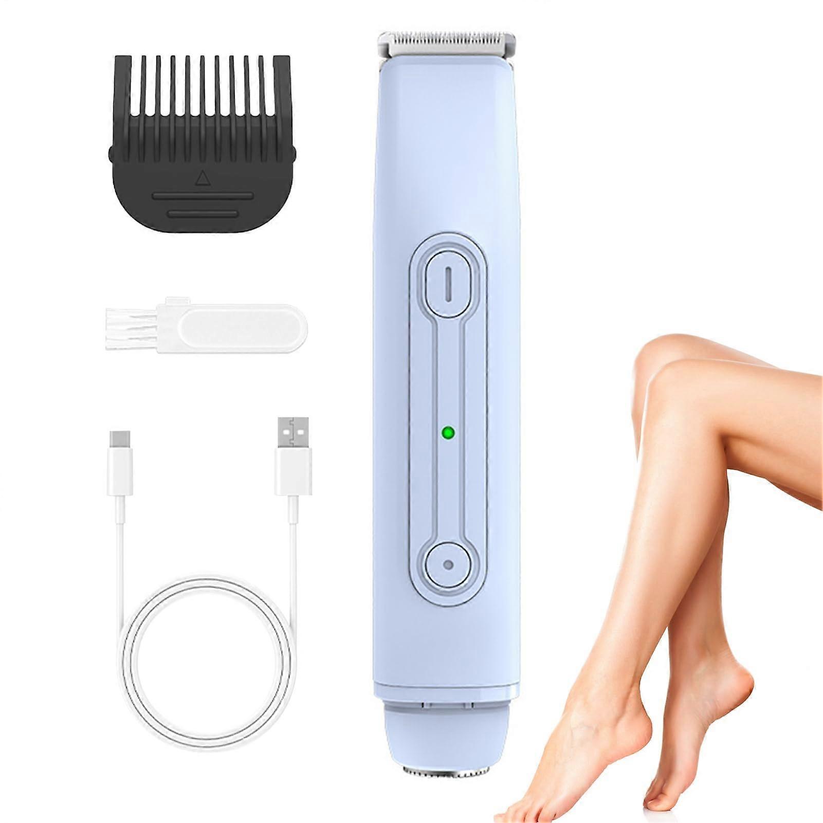 Bikini Razor - Waterproof Rechargeable Intimate Razor with 2 Attachments for Bikini Area, Legs, Forearms, Blue