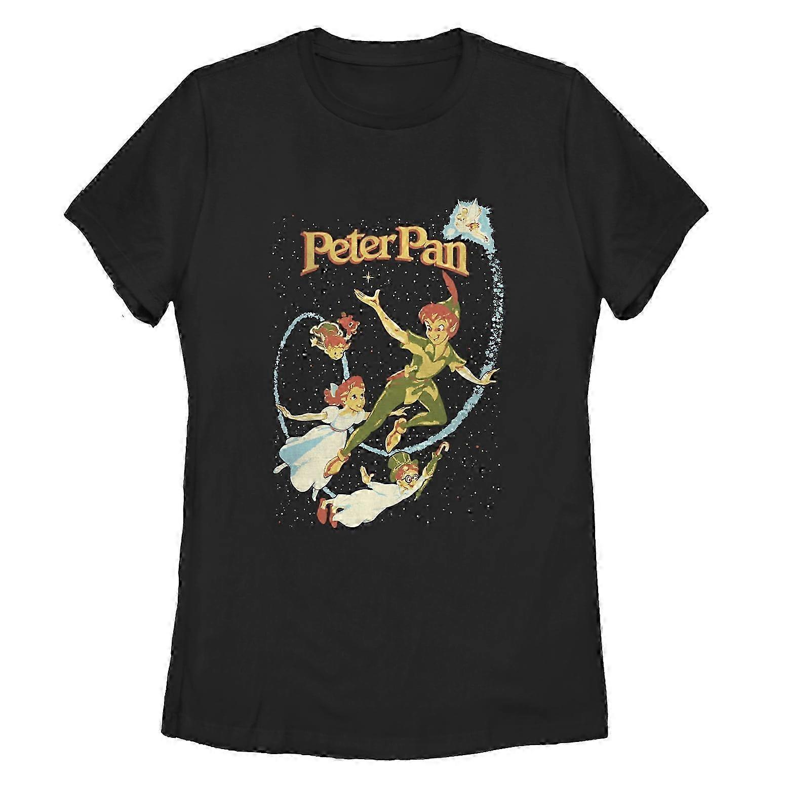 Women's Peter Pan Flight Wish Graphic Tee Black X Large