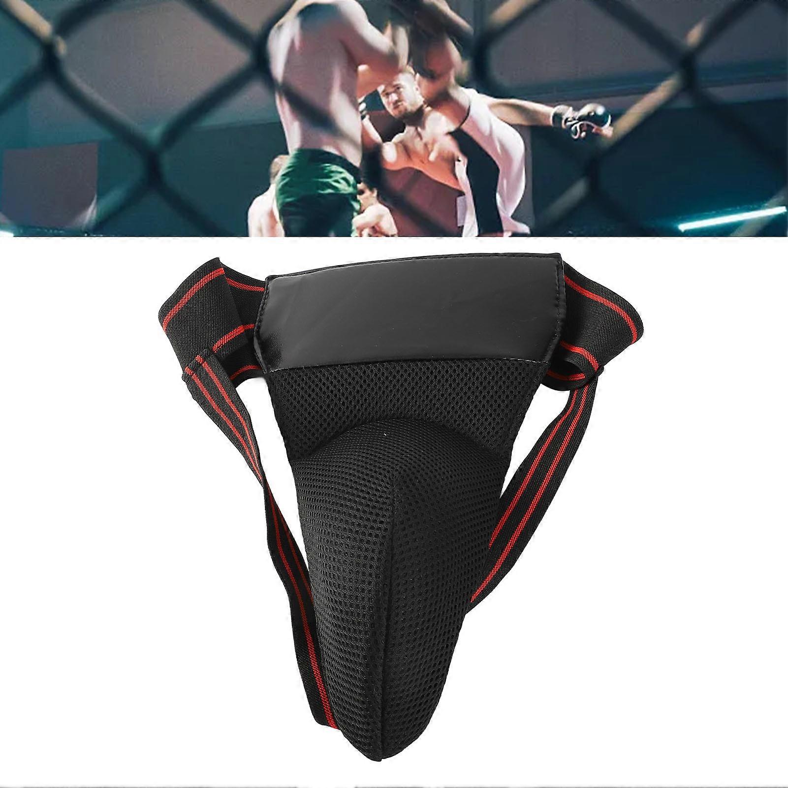 Boxing Groin Protector Reduce Impact Elastic Straps Breathable Athletic Cup Groin Guard for Men Black