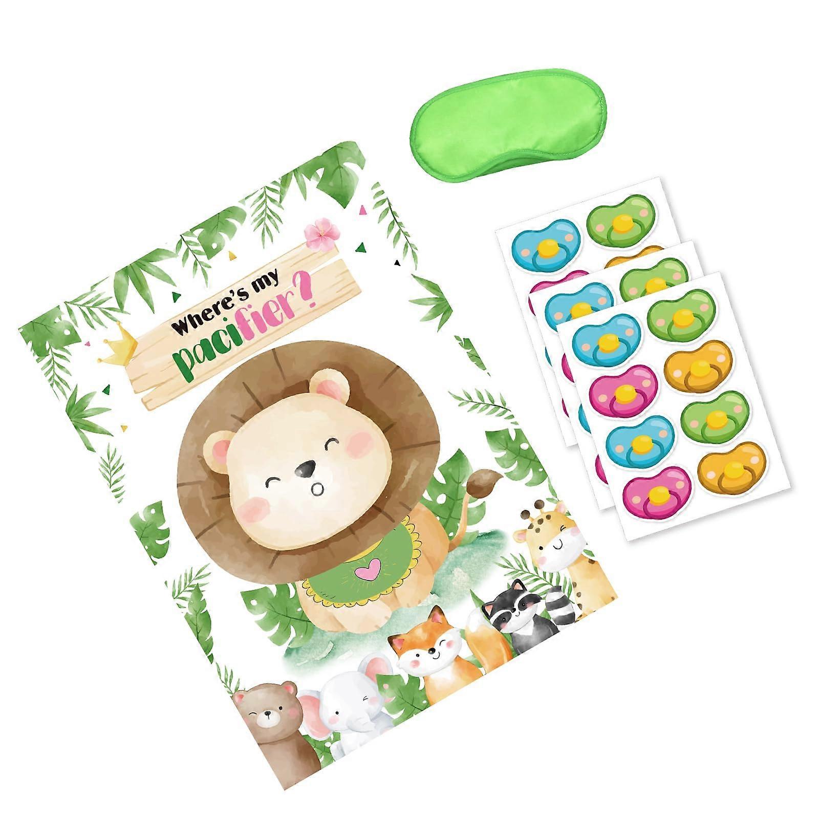 Party Game Poster with Stickers for Kids Parties, Interactive Blindfold Pinning Game, Fun Entertainment for Children