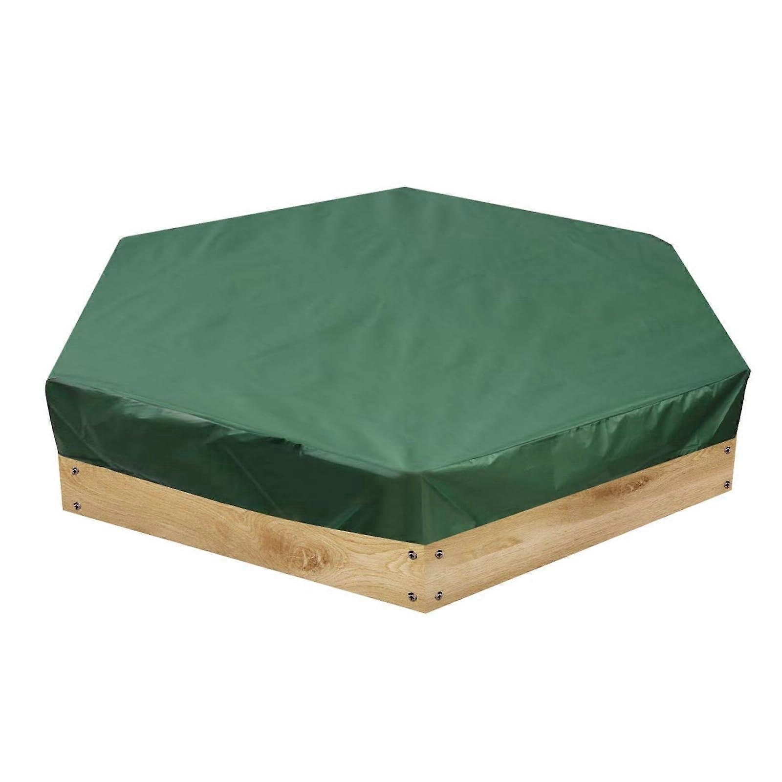 Hexagonal Oxford Fabric Sandpit Cover Drawstring Waterproof Shelter Green Ref: 7390
