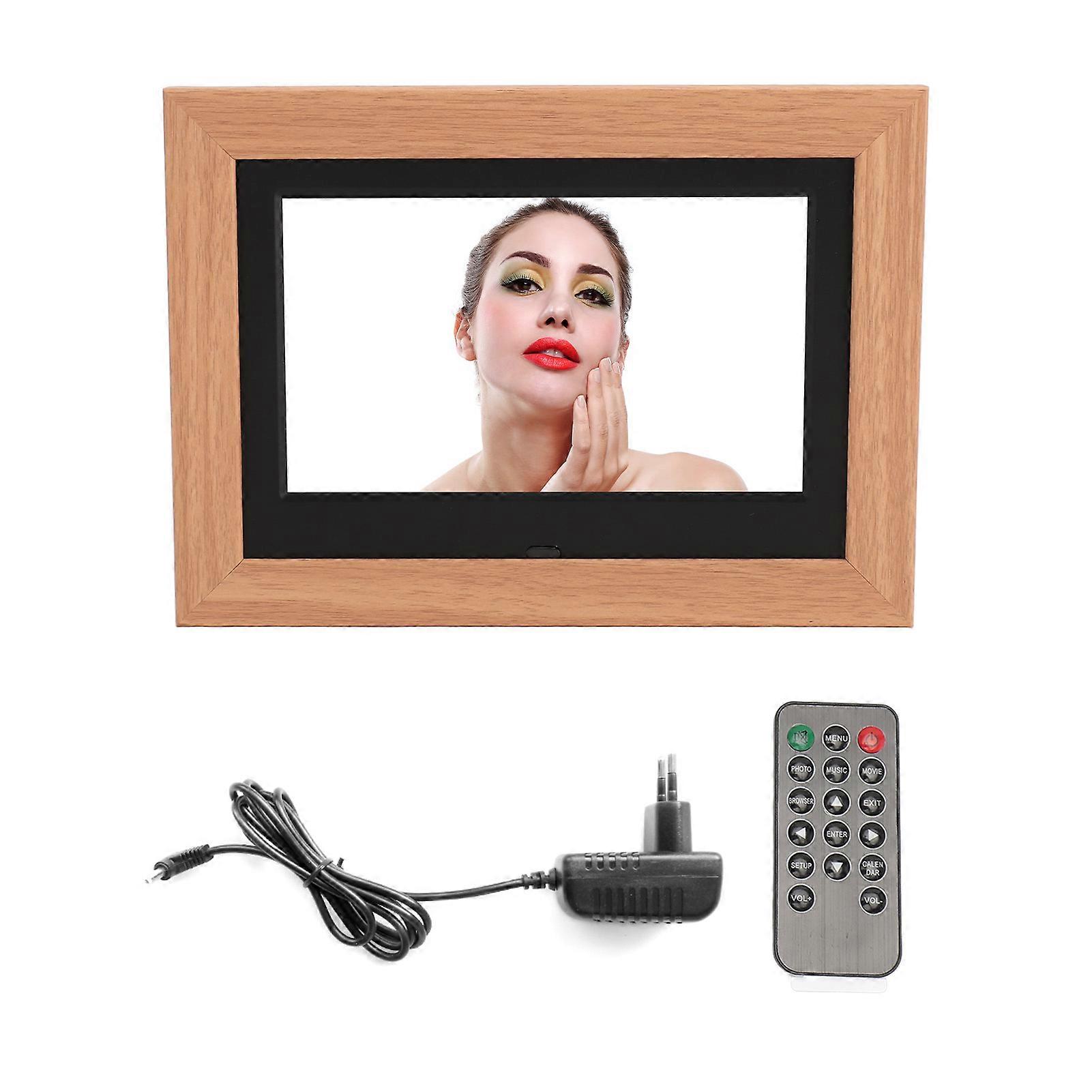 7" Wooden Digital Picture Frame, IPS HD, Remote Control, Music, Smart Photo Display