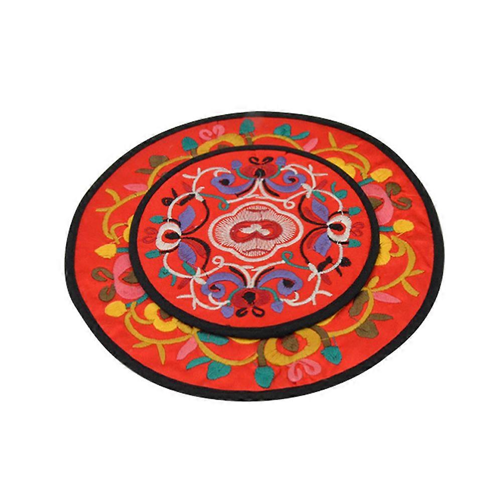 Table Cup Coasters Embroidered Brocade Assorted Colors Absorbent Non Slip 10Pcs Perfect For Home And Kitchen