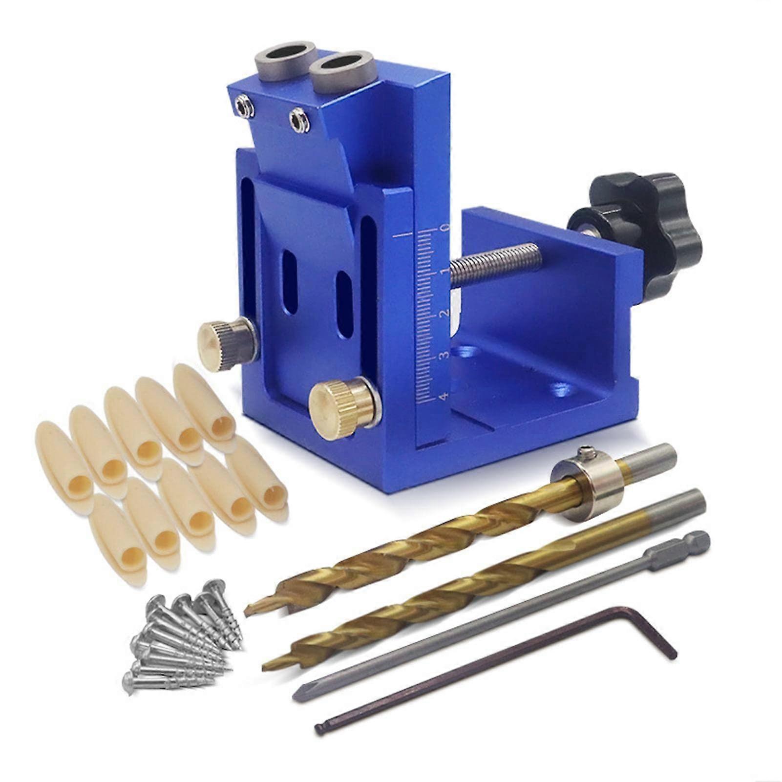 Pocket Hole Jig Kit For Cabinetry, Oblique Hole Guide, Hole Finder, Angle Locating Device, Precision Drilling Tool, Blue