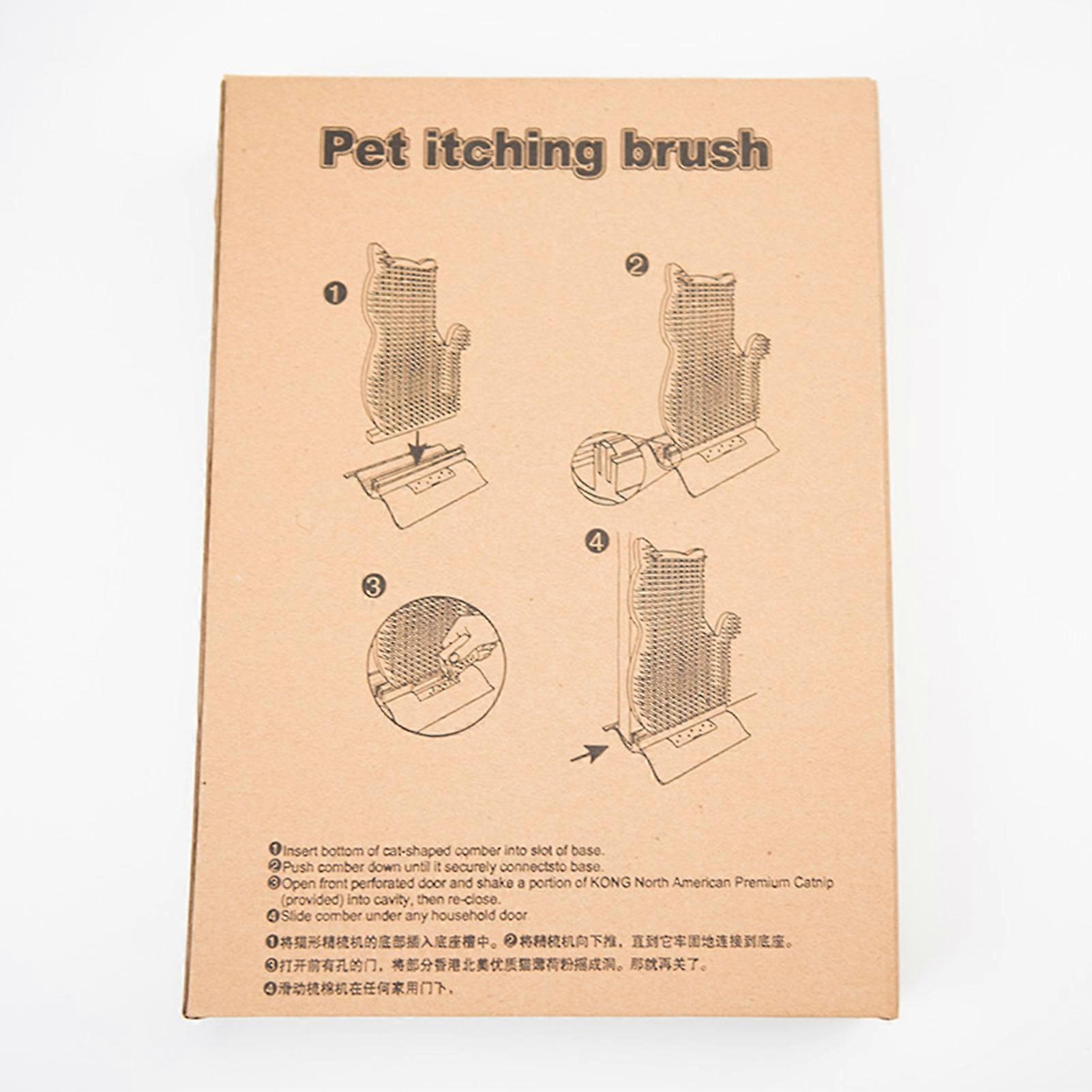 Cat Self Groomer Wear Resistance PE Cat Shape Face Massager Itch Board with Catnip Coffee Colorful Package