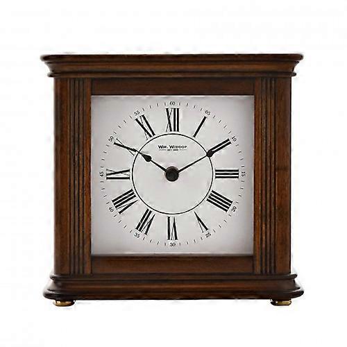 Wm Widdop Walnut Effect Square Mantel Clock 4 x 4 West Chime