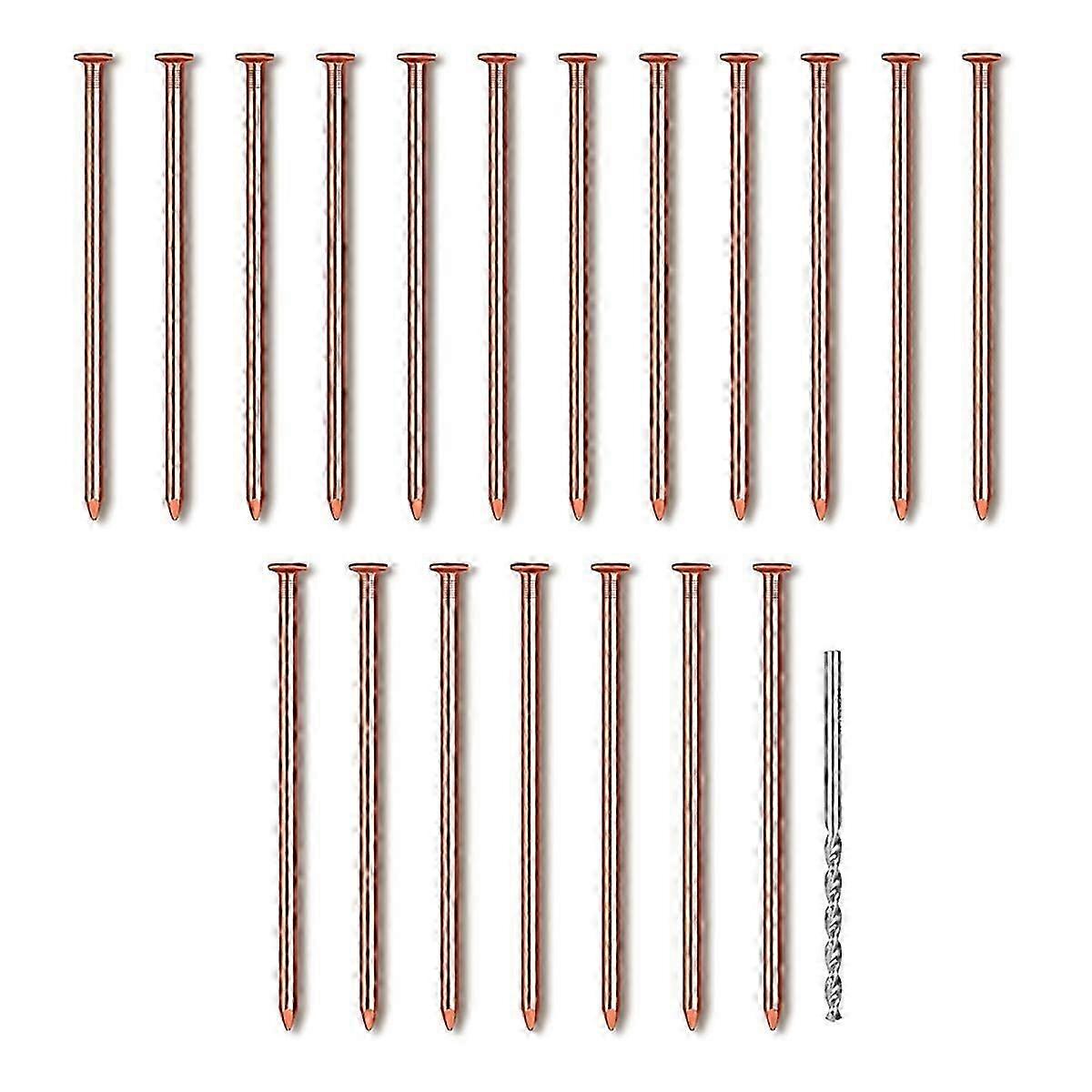 25Pcs Copper Nails,3.14 In Long Pure Copper Nails Bulk with Drill Bit