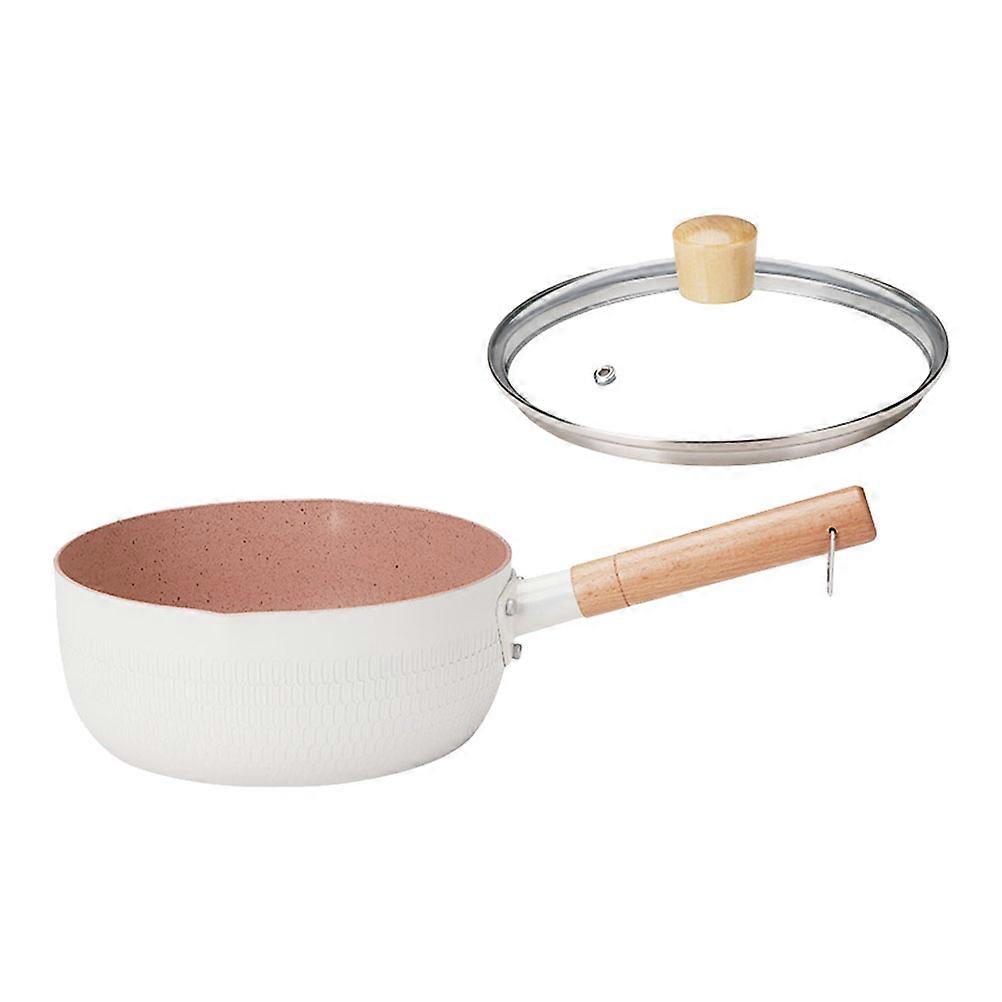 Nonstick Saucepan Small Boiling Pot White Wood Material Pouring 1Set
