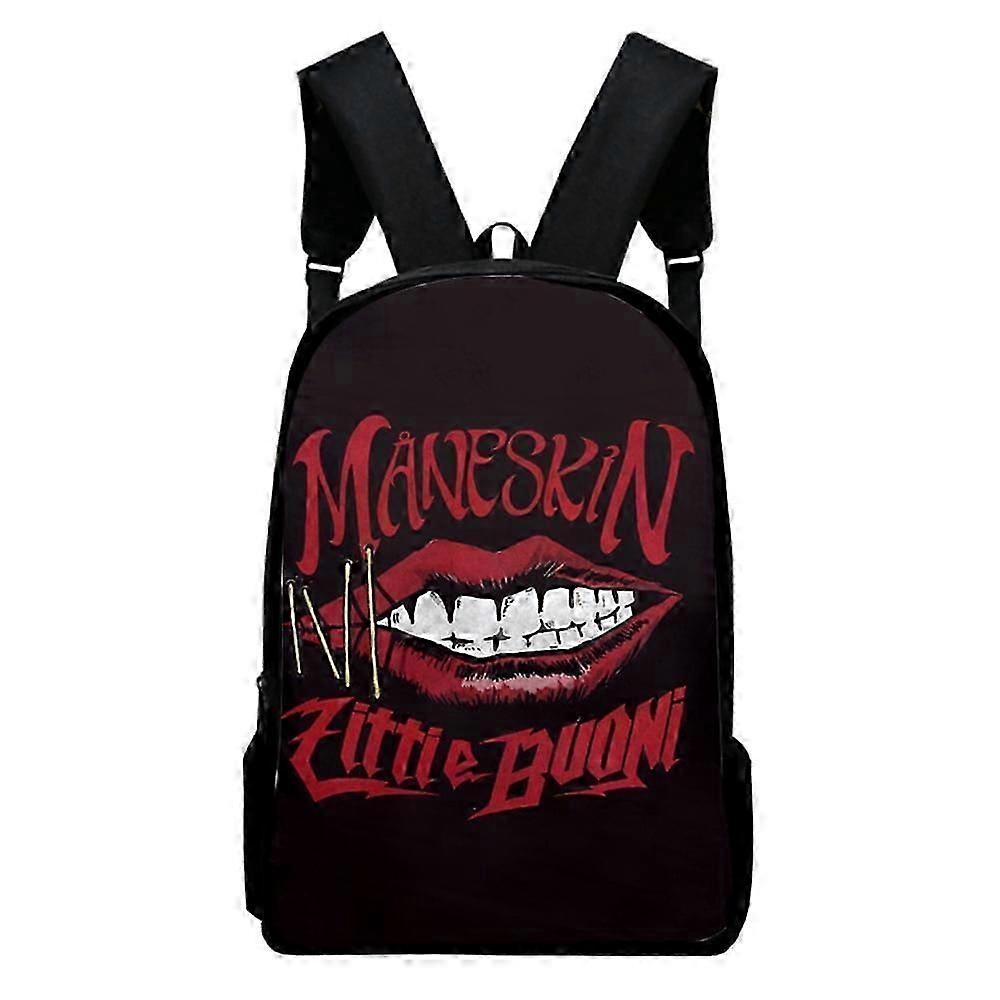 n3166 Maneskin Merch أكسفورد حقيبة ظهر كتف من القماش متعدد سحاب حزمة غير رسمية حقيبة مدرسية للطلاب pp3166