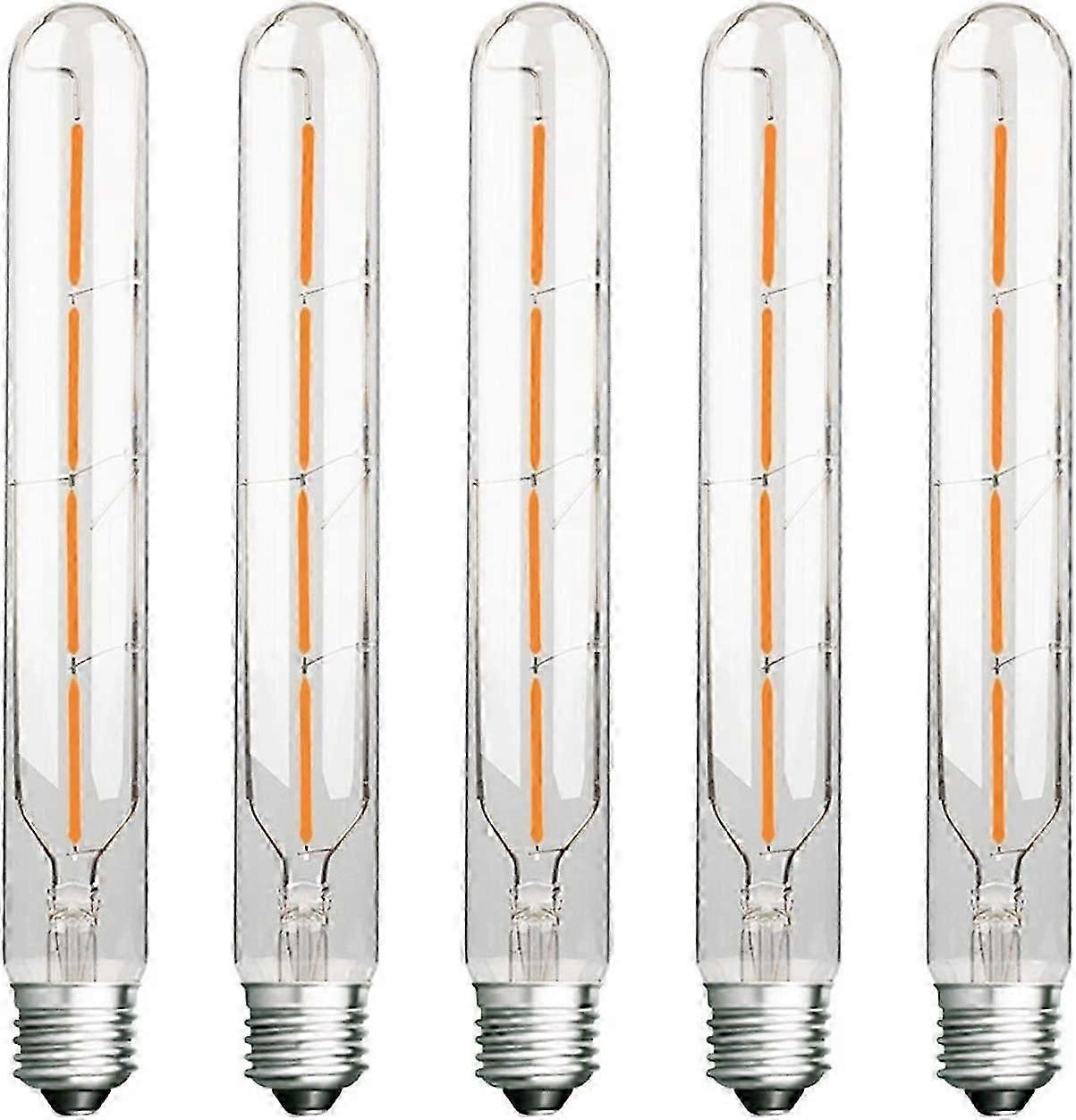 ロングチューブ電球5個入り、Edison LEDフィラメント、4W、40W白熱灯相当、E27ベース、ウォームホワイト2700K、400LM、透明ガラス、360度照明角度、A