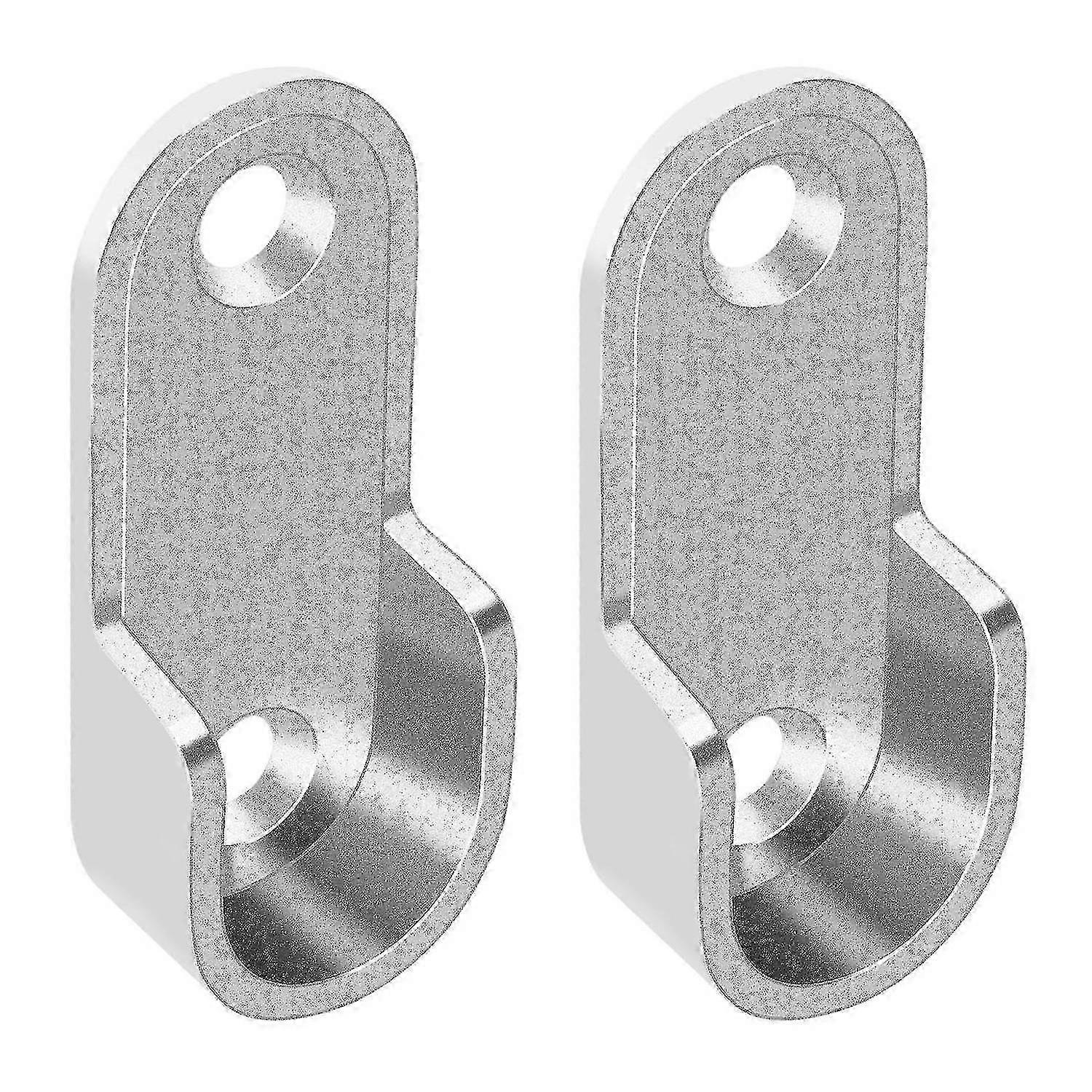 ZENGO Oval Wardrobe Hanging Rail Rod End Bracket Support Silver Tone Pair