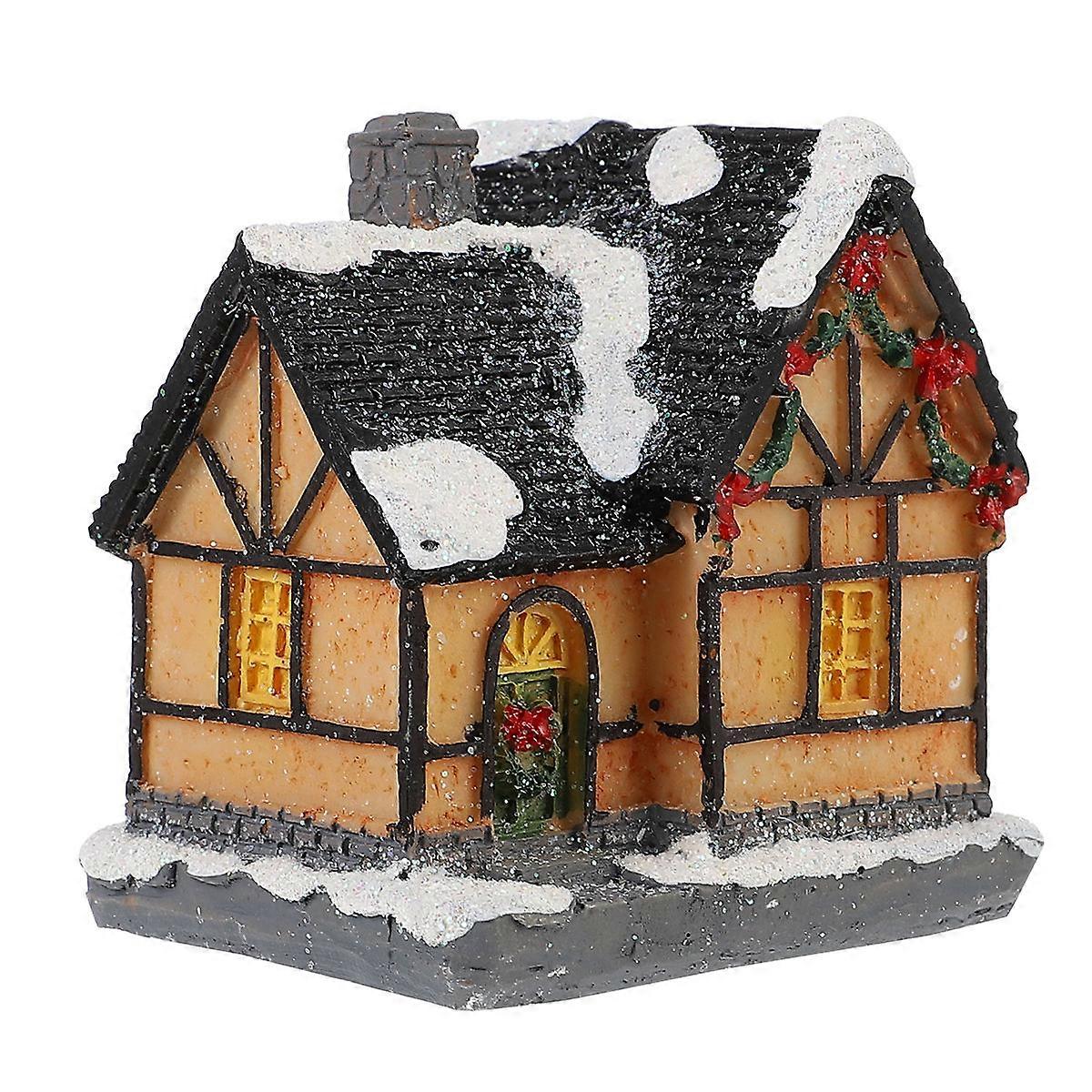 Resin Christmas Luminous House with LED Light for Cozy Home Decoration Multi Size:1Pc