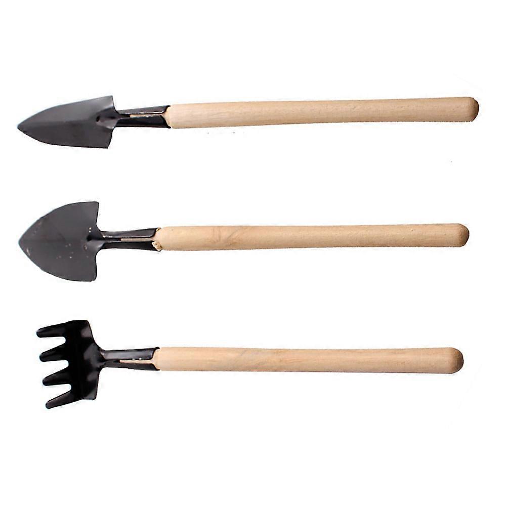 Mini Gardening Tools Set for Home with Composite Material and Smooth Wooden Handle 5 Piece Black