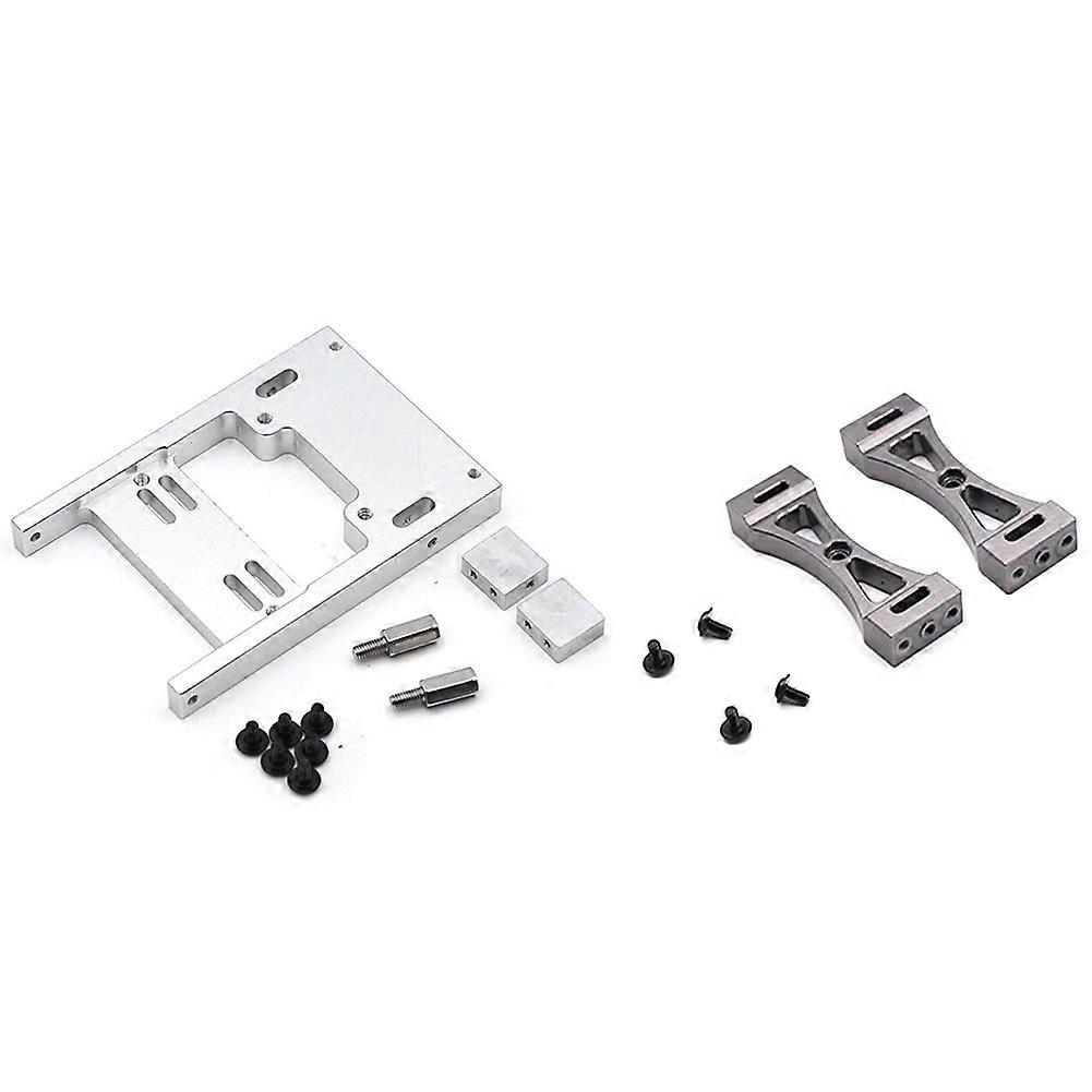 2 Set RC Car Parts: 1 Set Fixed Mount Bracket Silver & 1 Set Metal Bracket Titanium Color