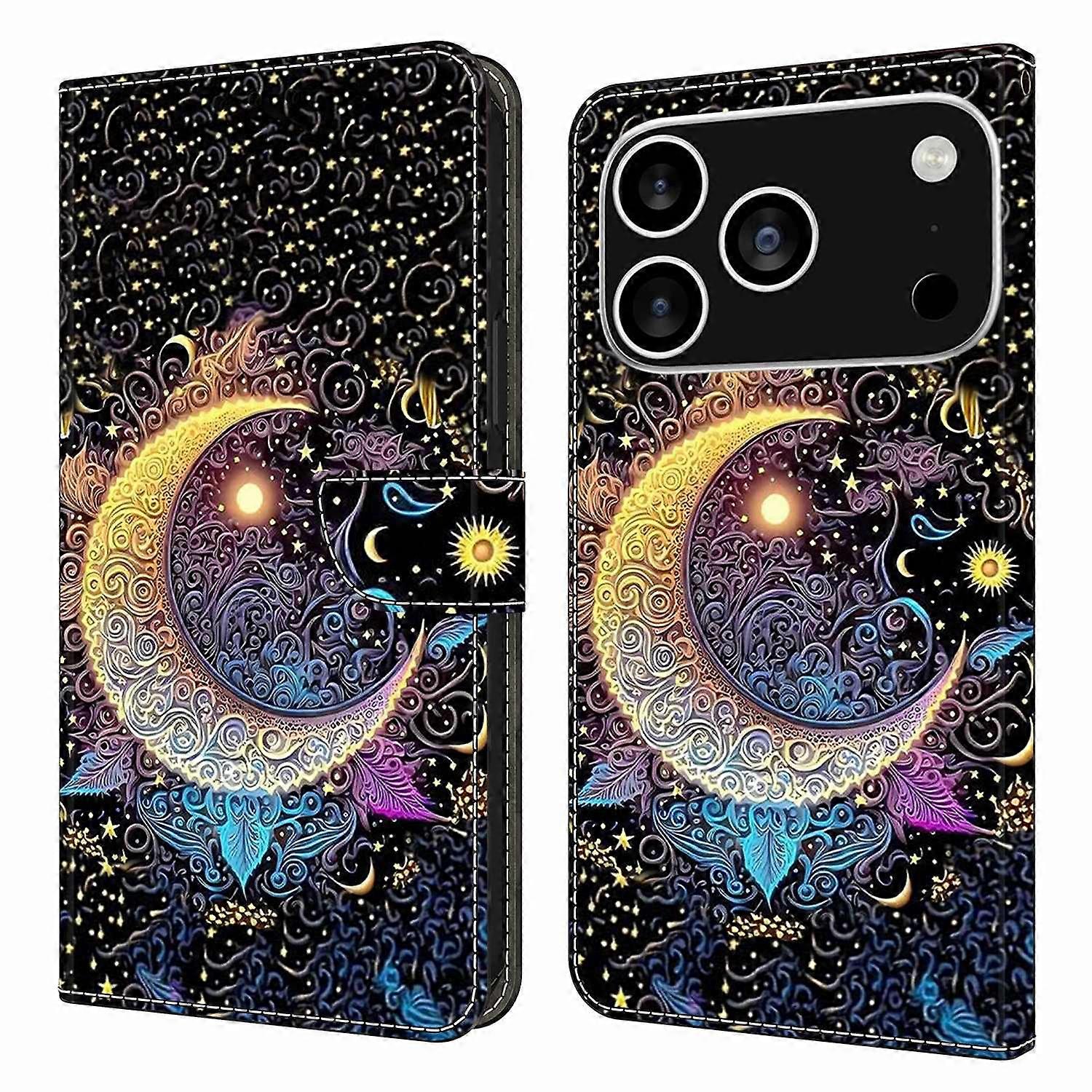 For iPhone 17 Pro Max Case Wallet Stand Pattern Printing PU Leather Flip Phone Cover