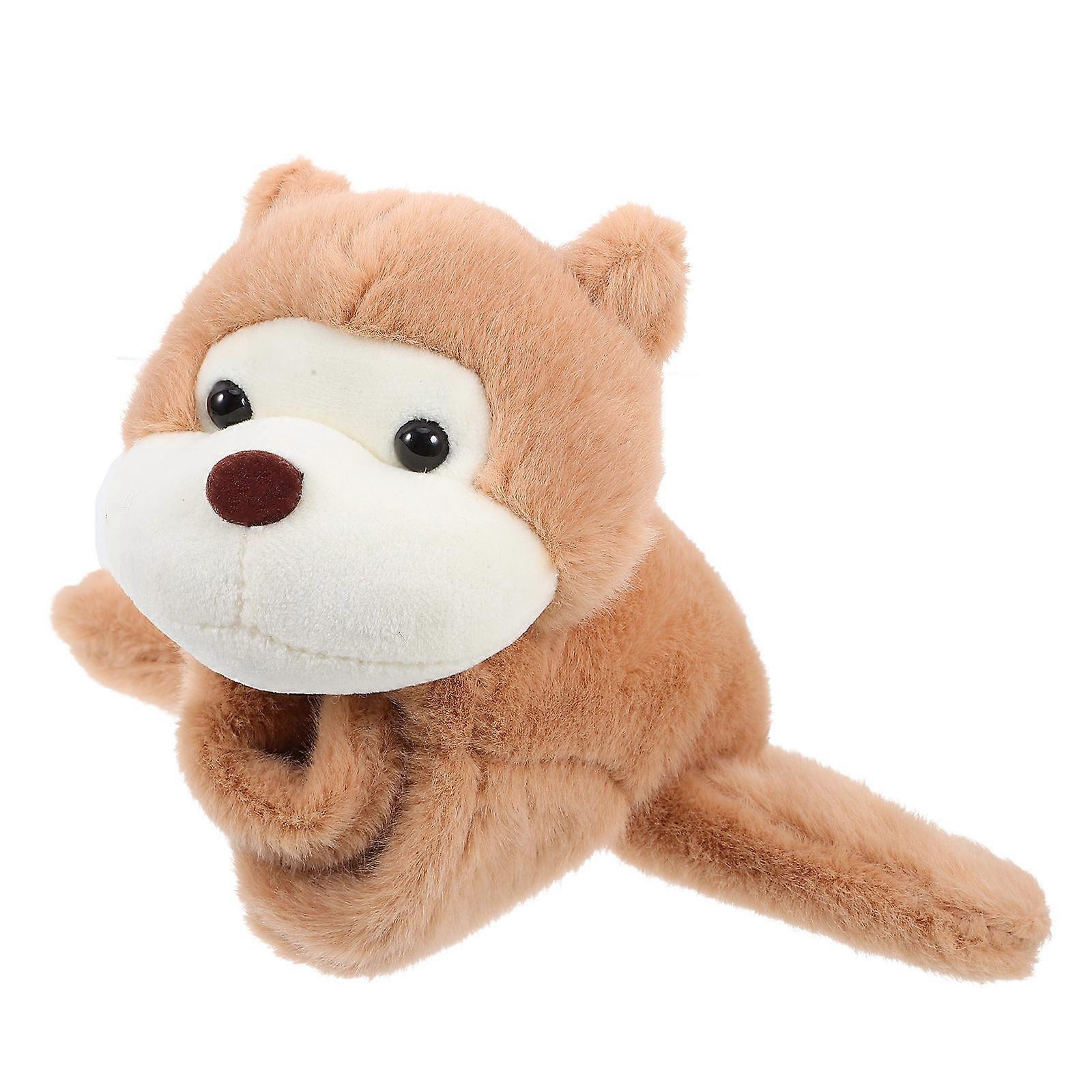 Monkey Shaped Plush Slap Bracelet for Decor Comfortable Party Favor Toy Light Brown