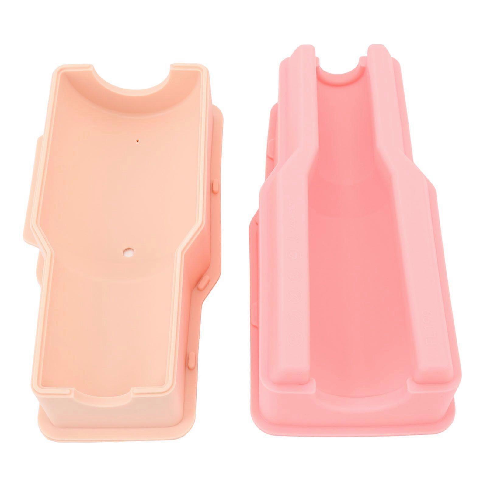 2pcs Cylinder Ice Cube Tray Professional Easy Release Large Capacity Hollow Silicone Cylinder Ice Cube Tray with Lids for Drinks Pink