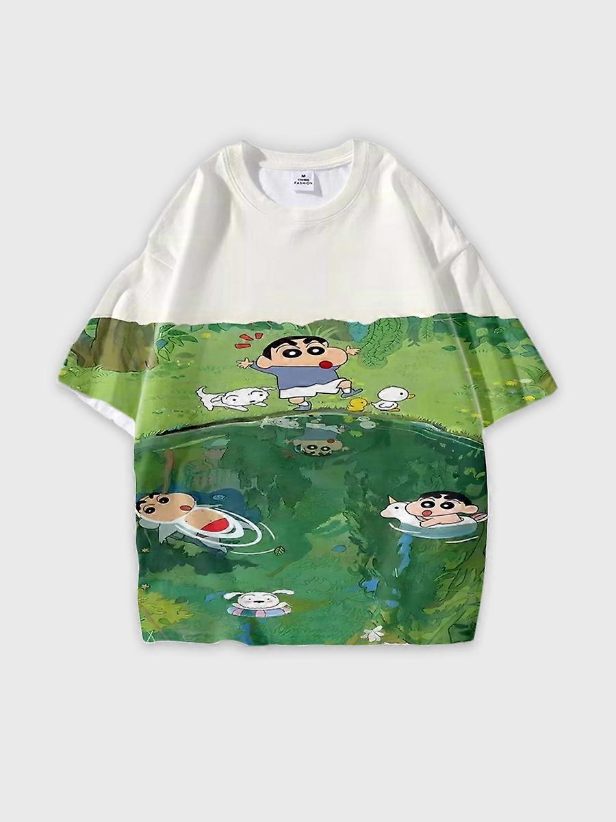 T-shirt round neck Cartoon Pattern loose short sleeve B1503