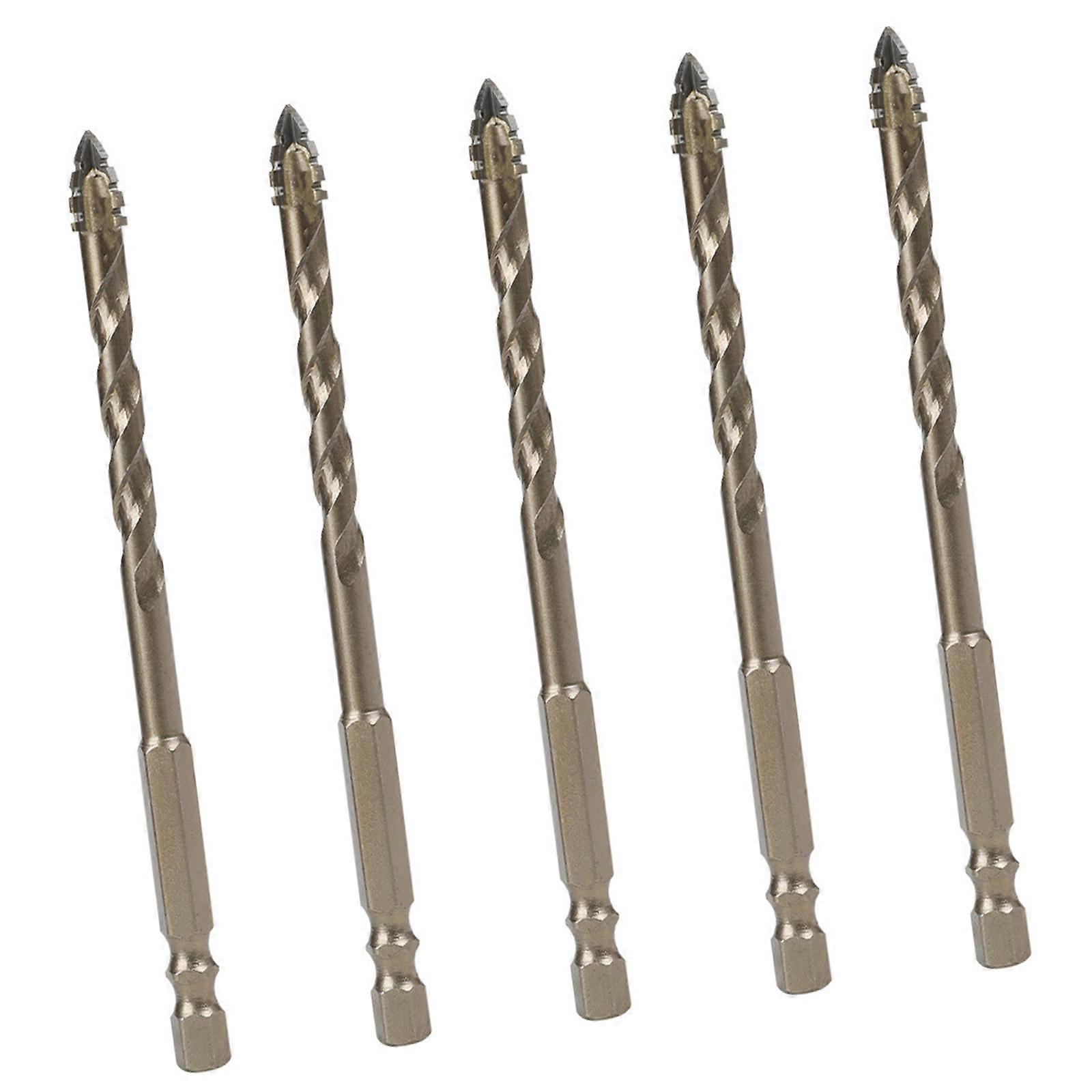 5pcs Hard Alloy Sawtooth Eccentric Drill Bits with Four Flute for Home and Construction Site Use On Diverse Surfaces Multicolor