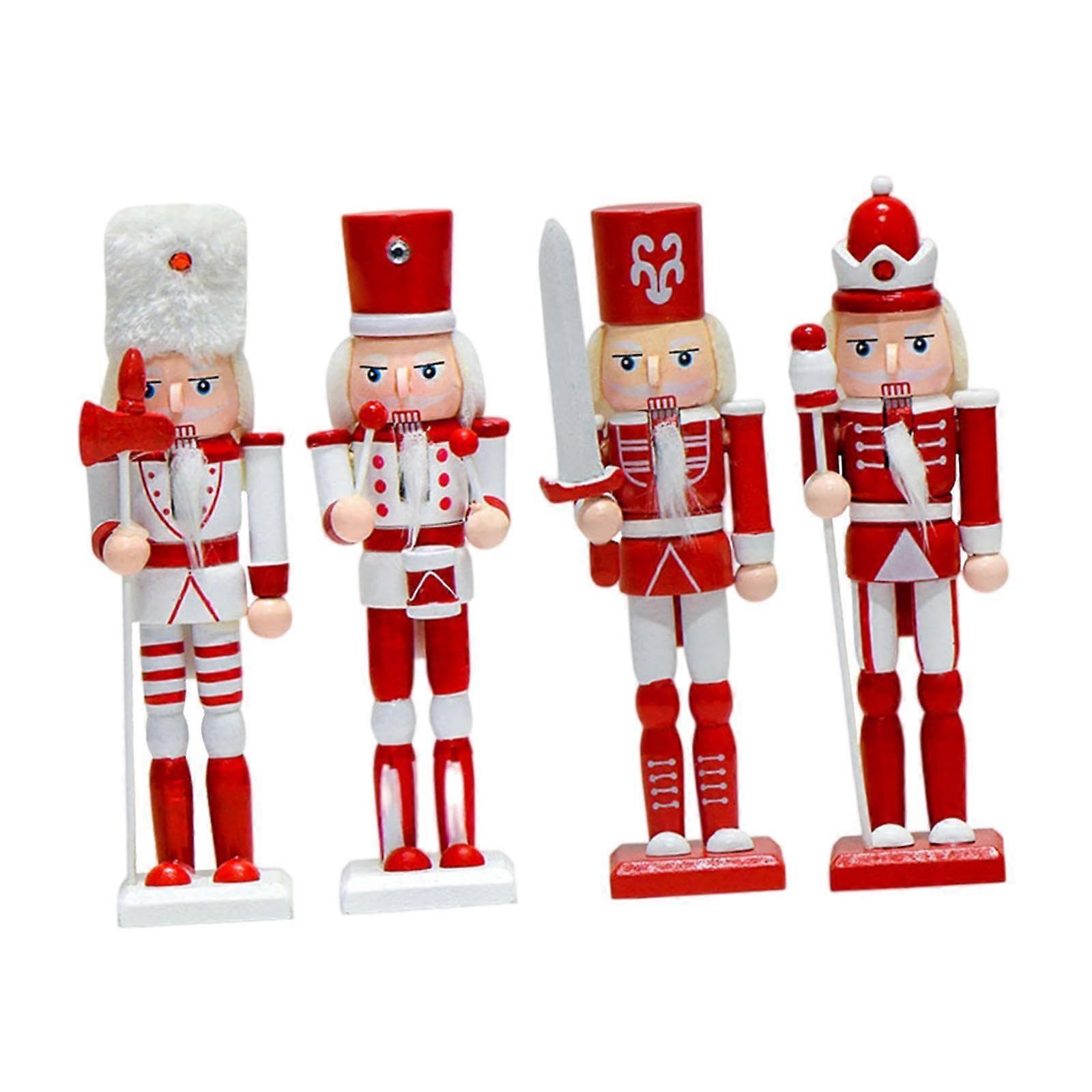 Nutcracker Figures Set of 4 for Christmas, Table Decor, Fireplace Accessories