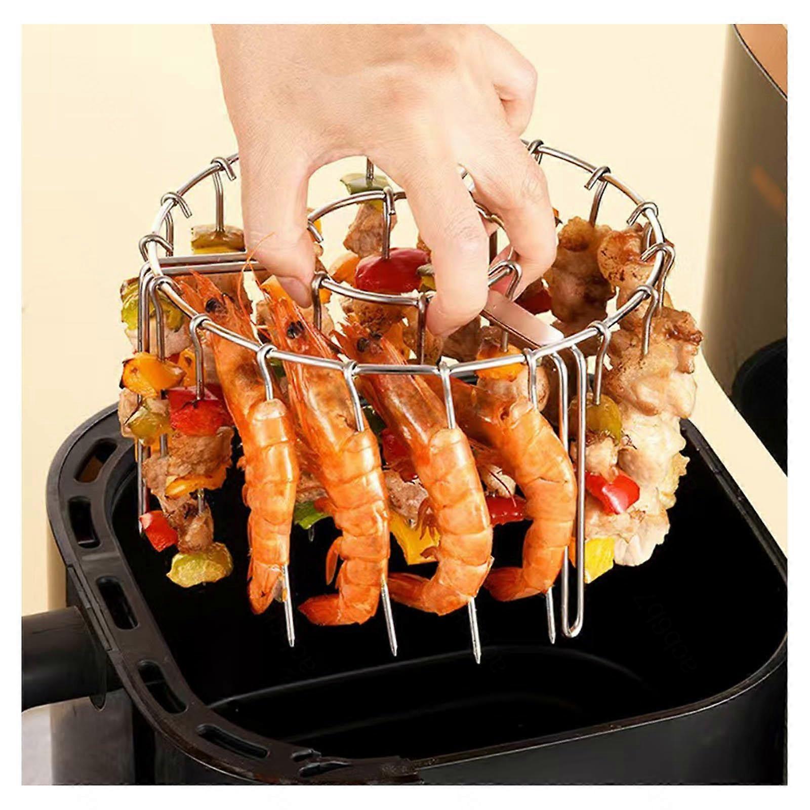 Grid for Air Fryer, Reusable Rack for Air Fryer, Stainless Steel Grill Rack Skewers Set Suitable for Air Fryers, Ovens, etc., 48 Skewers